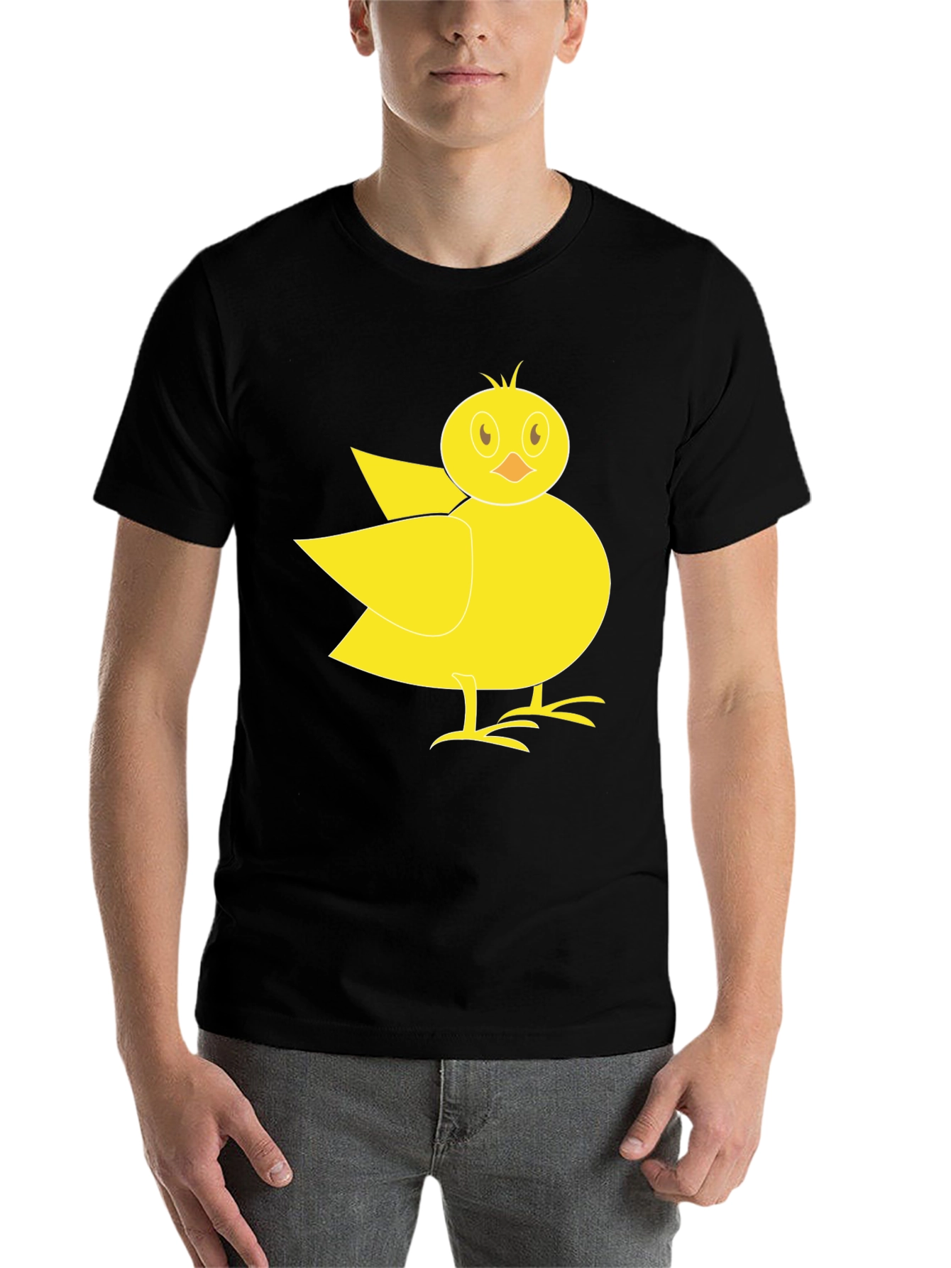 Black Cute Yellow Chick Graphic Tee - Black T-Shirt view 7