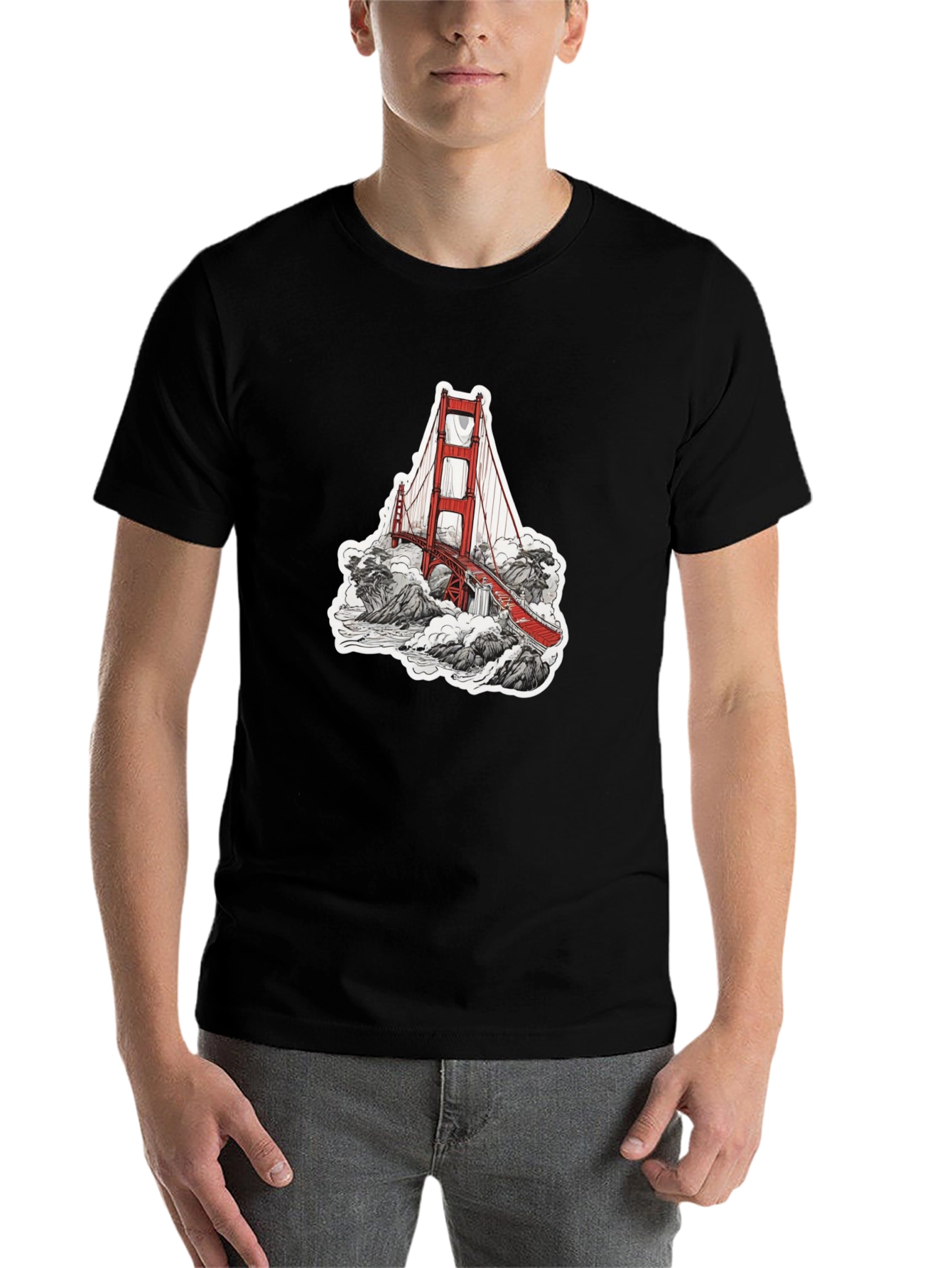Black Golden Gate Bridge Graphic Tee - Black view 7