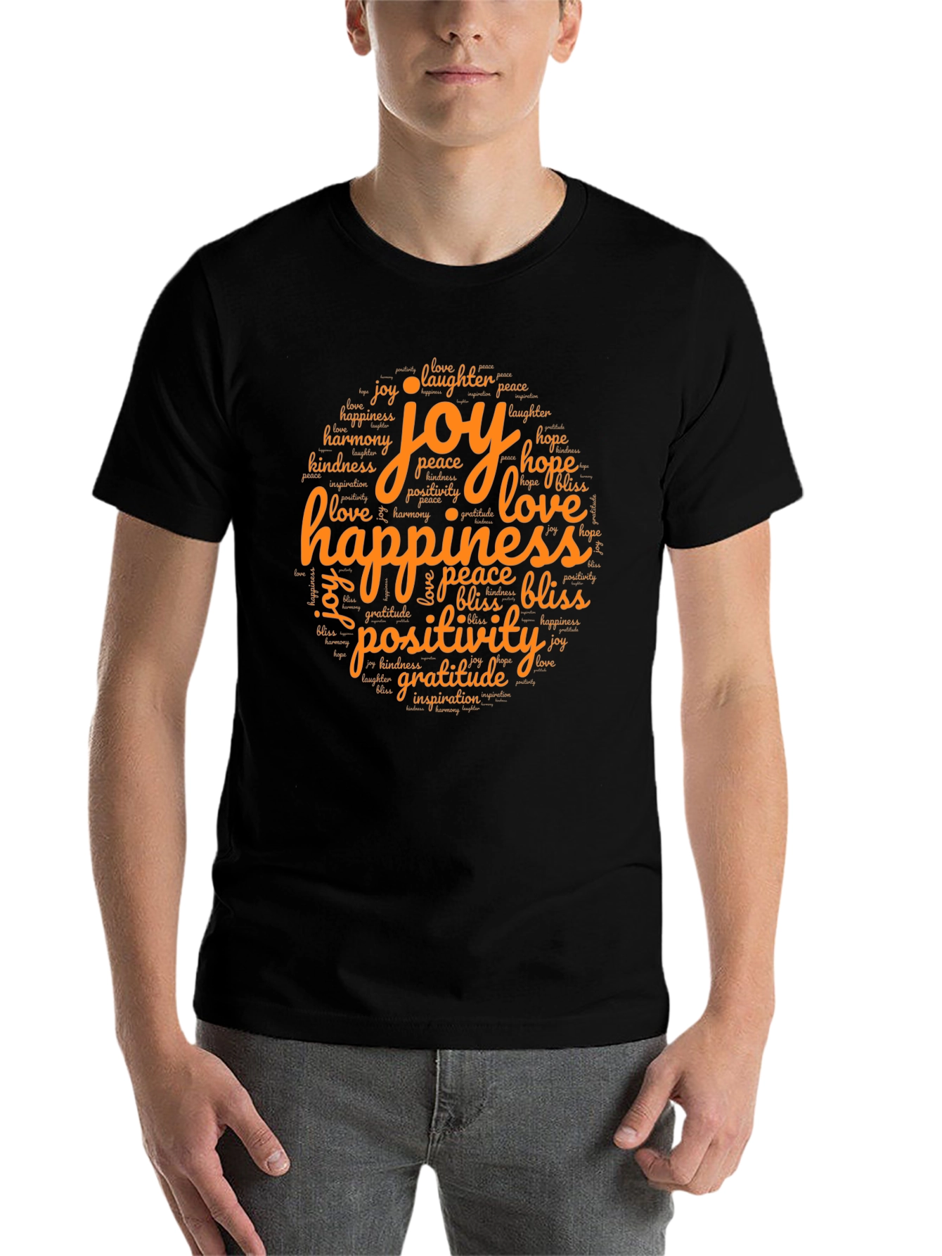 Black Joyful Word Art Tee - Happiness, Love, Gratitude view 7