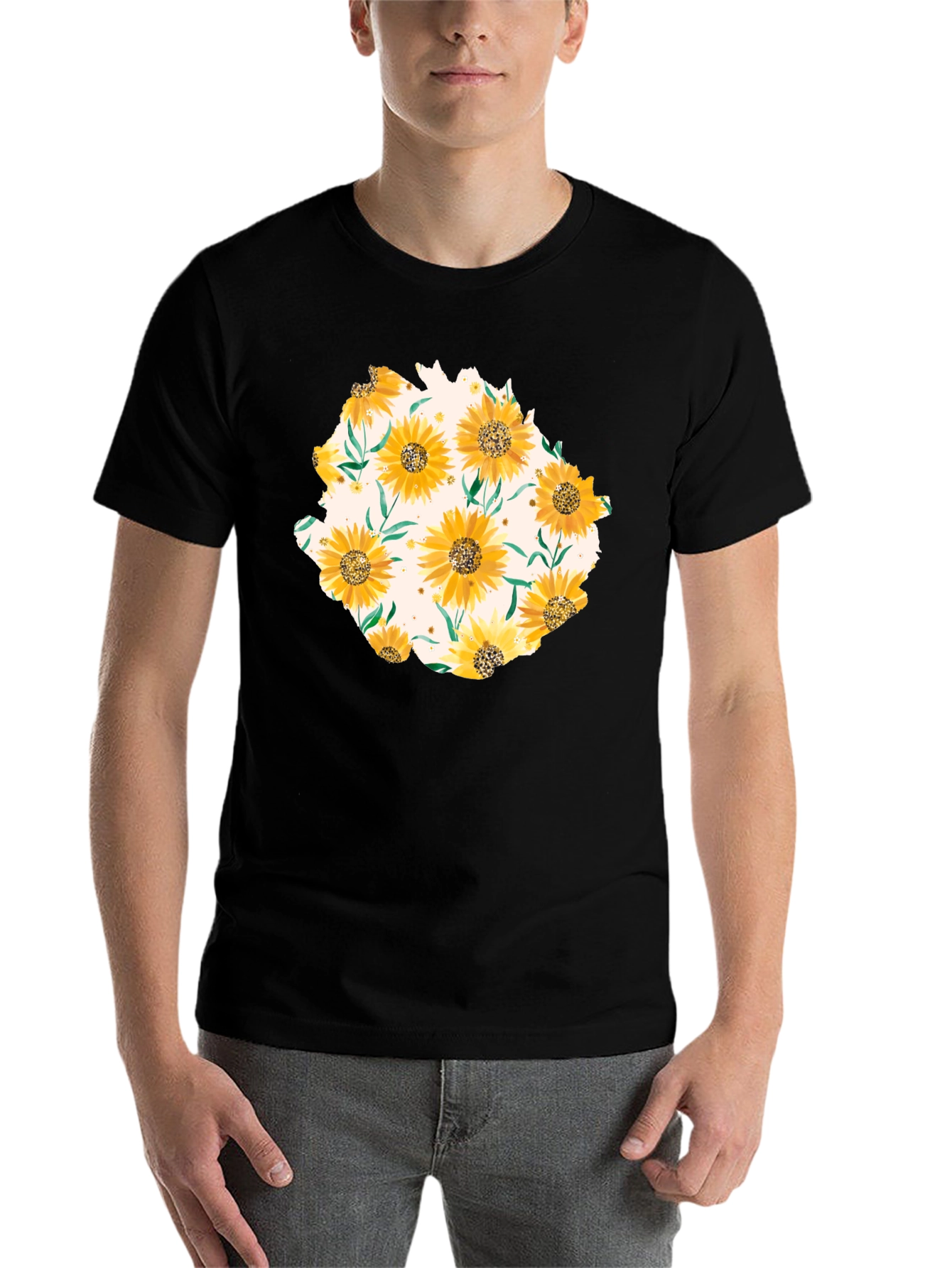 Black Sunflower Graphic Print Black T-Shirt view 7
