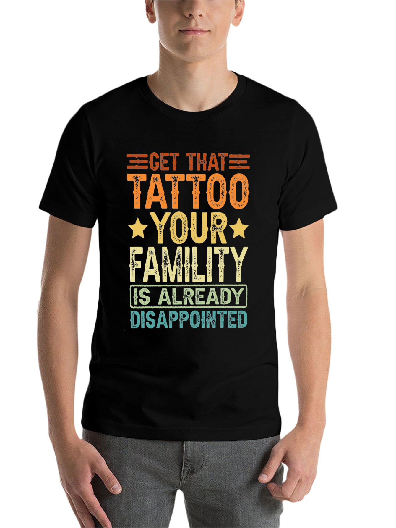 Black Get That Tattoo T-Shirt - Humorous Design view 7