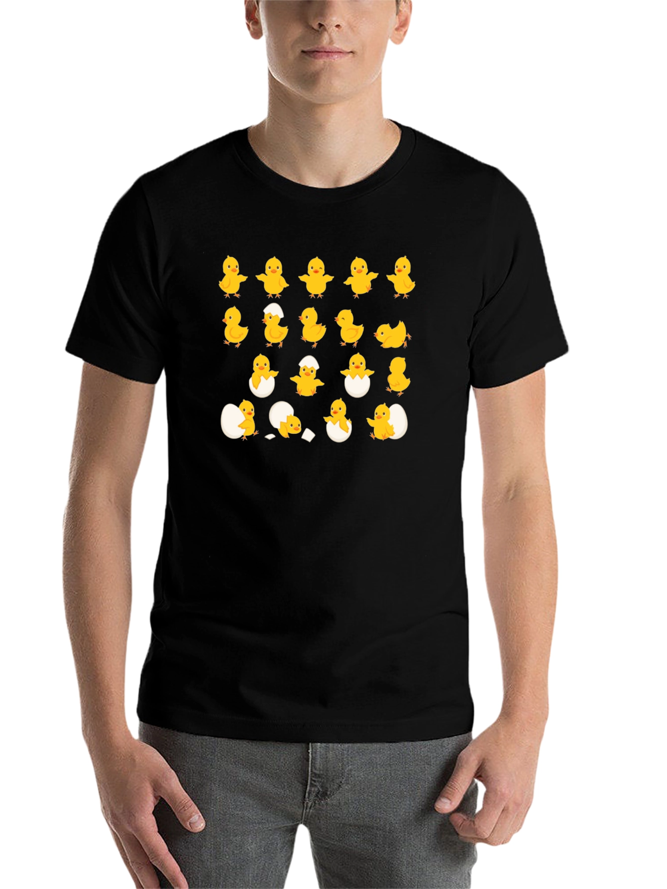 Black Cute Chick Hatching Black T-Shirt view 7