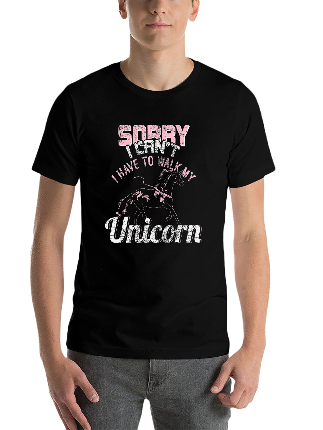 Black Sorry I Can't Unicorn T-Shirt view 7