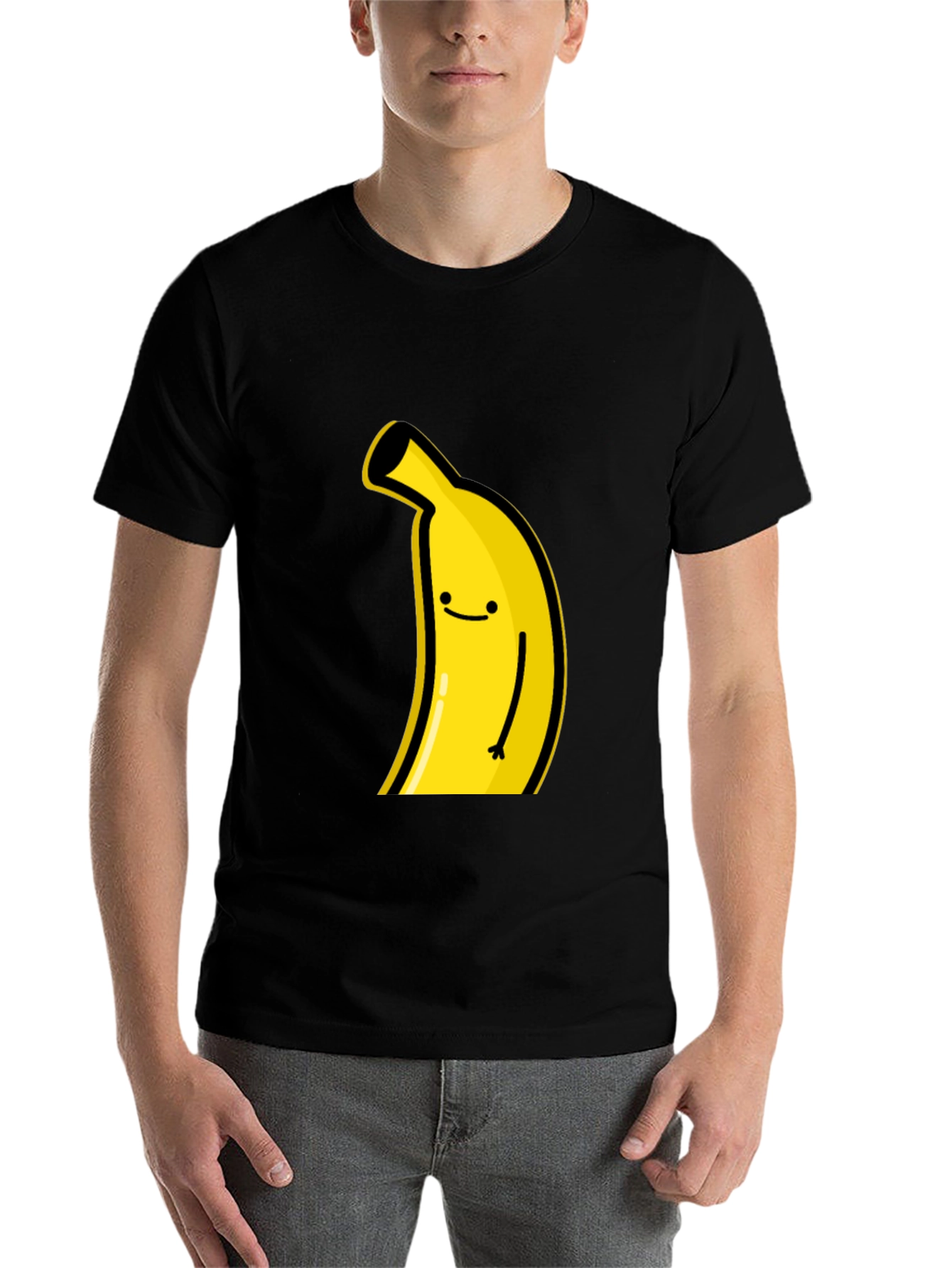 Black Funny Banana Graphic Tee - Black Cotton T-Shirt view 7