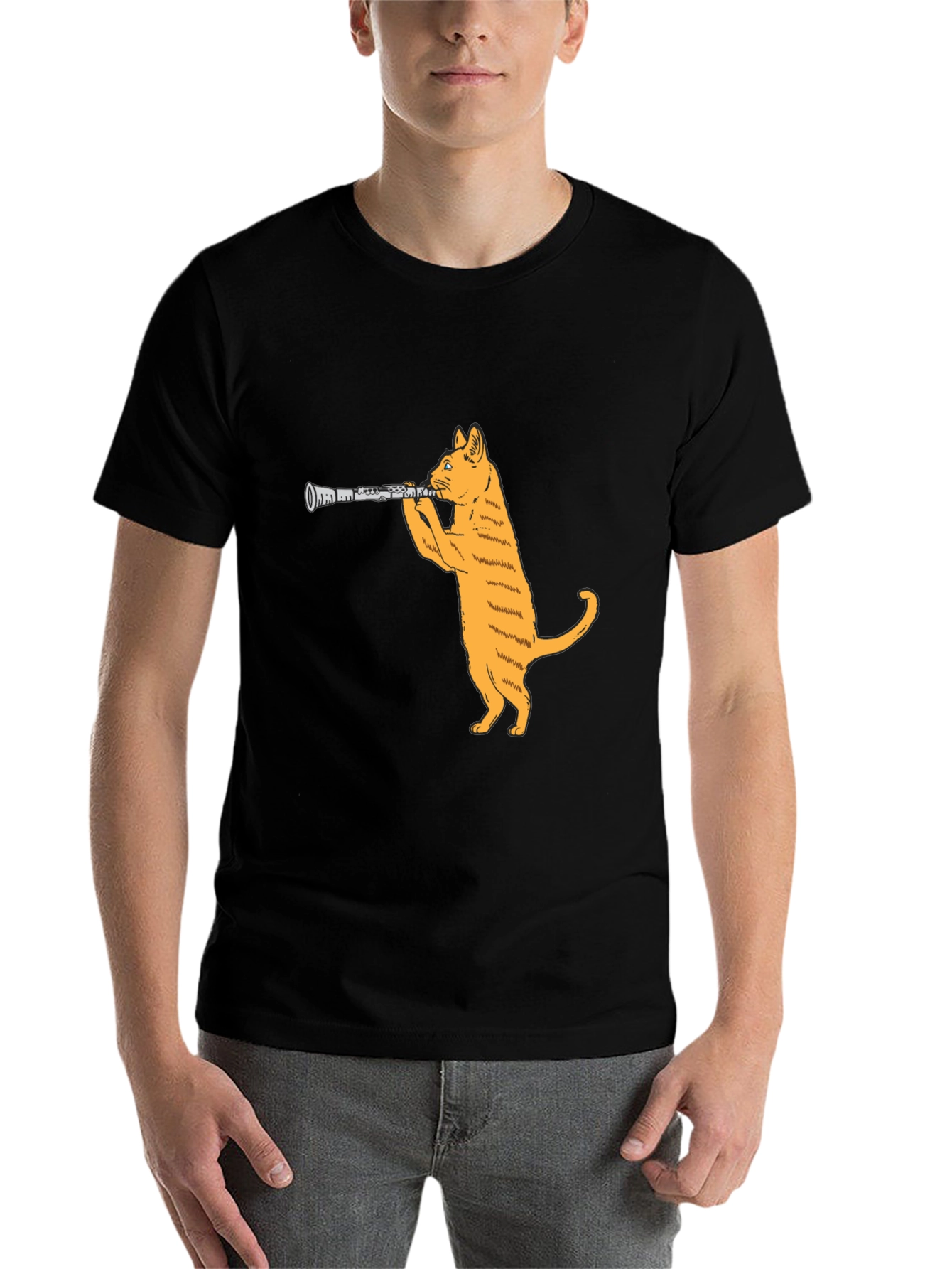 Black Cat Clarinet Black T-Shirt view 7