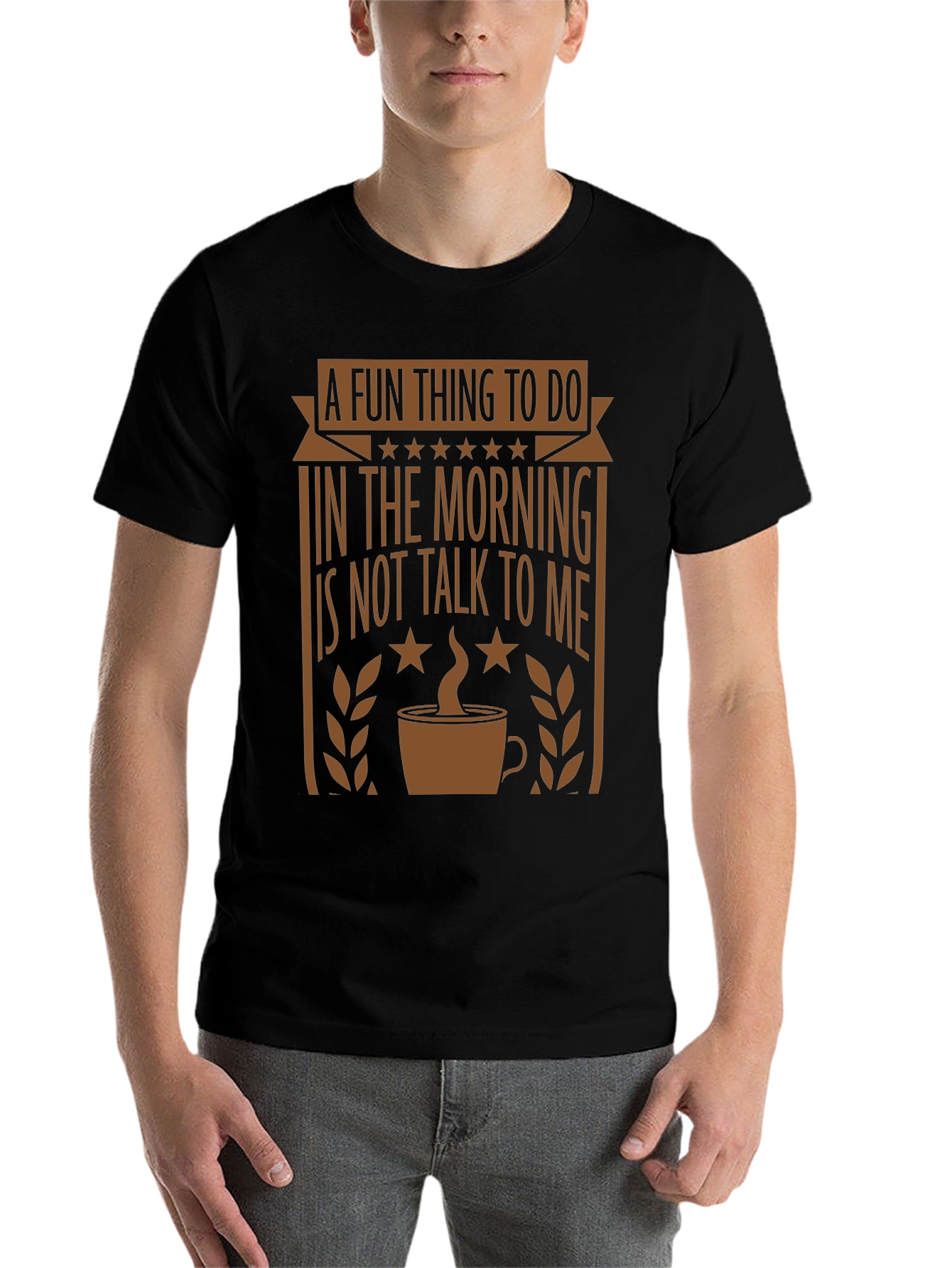 Black Funny Morning Graphic Tee - Coffee Lover's T-Shirt view 7