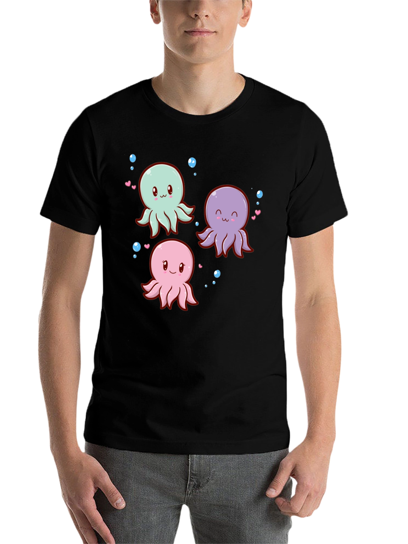 Black Cute Octopus Graphic Tee view 7