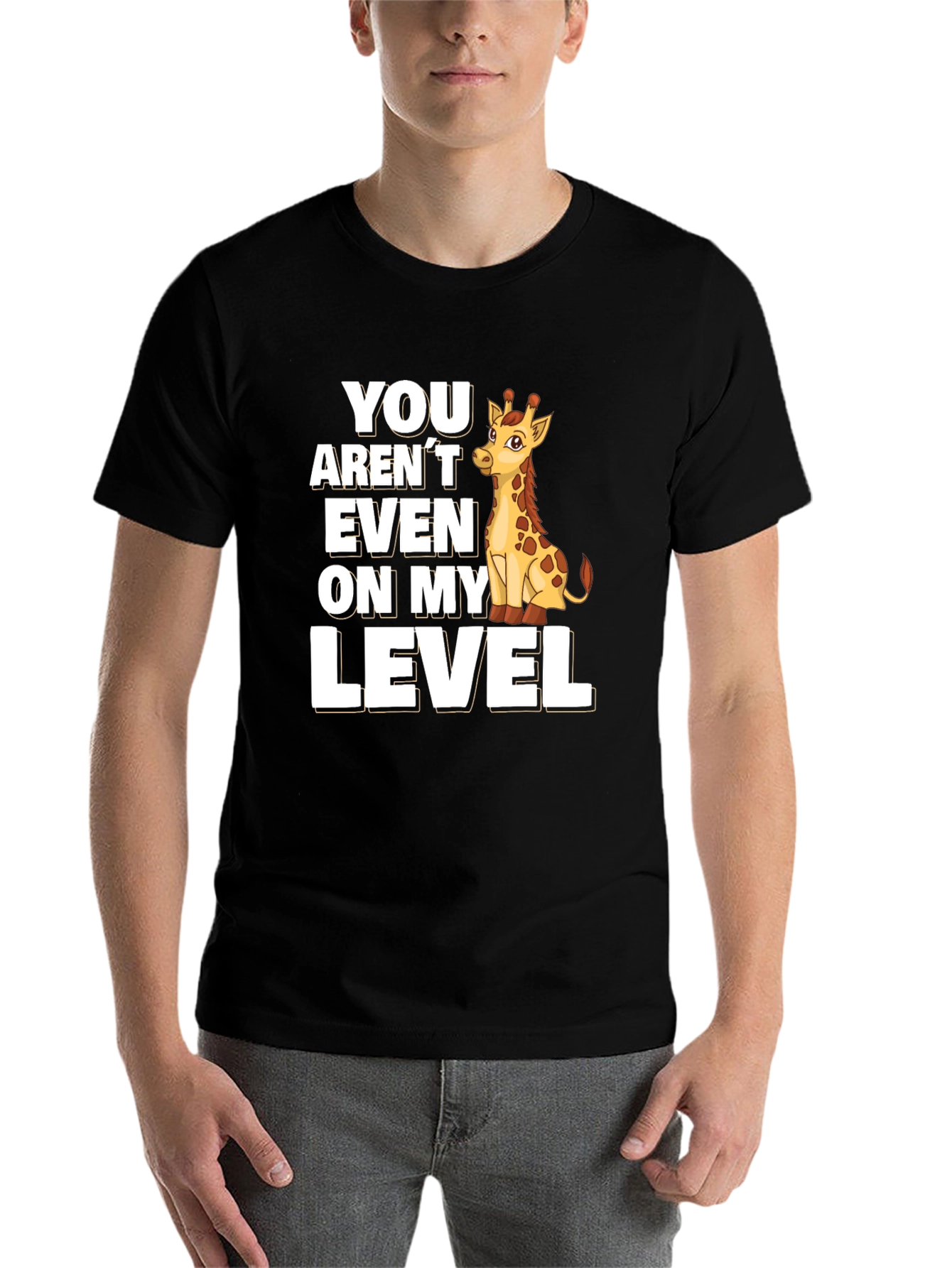 Black Giraffe Level T-Shirt - Funny Animal Tee view 7