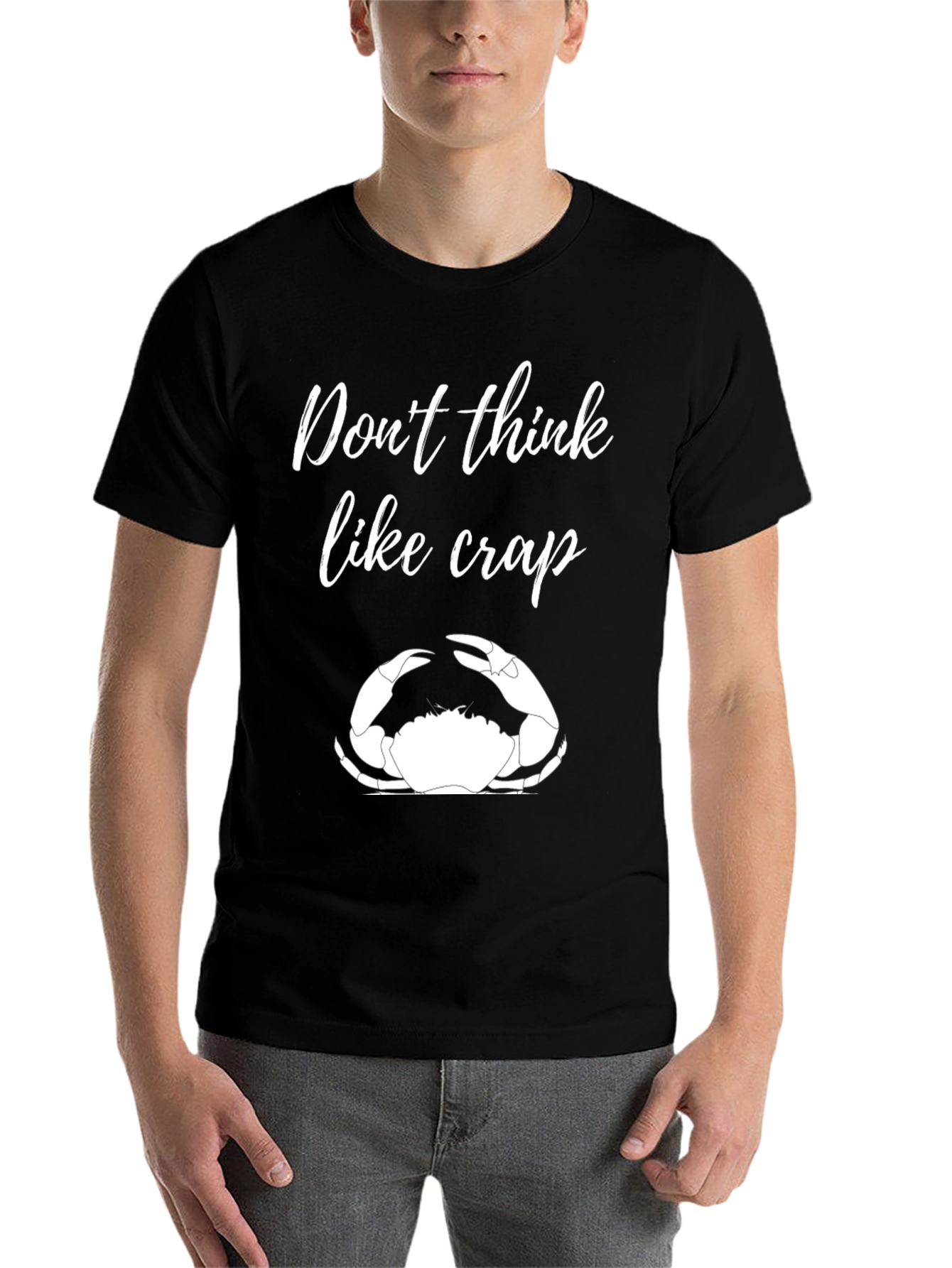 Black Don't Think Like Crap Black T-Shirt view 7