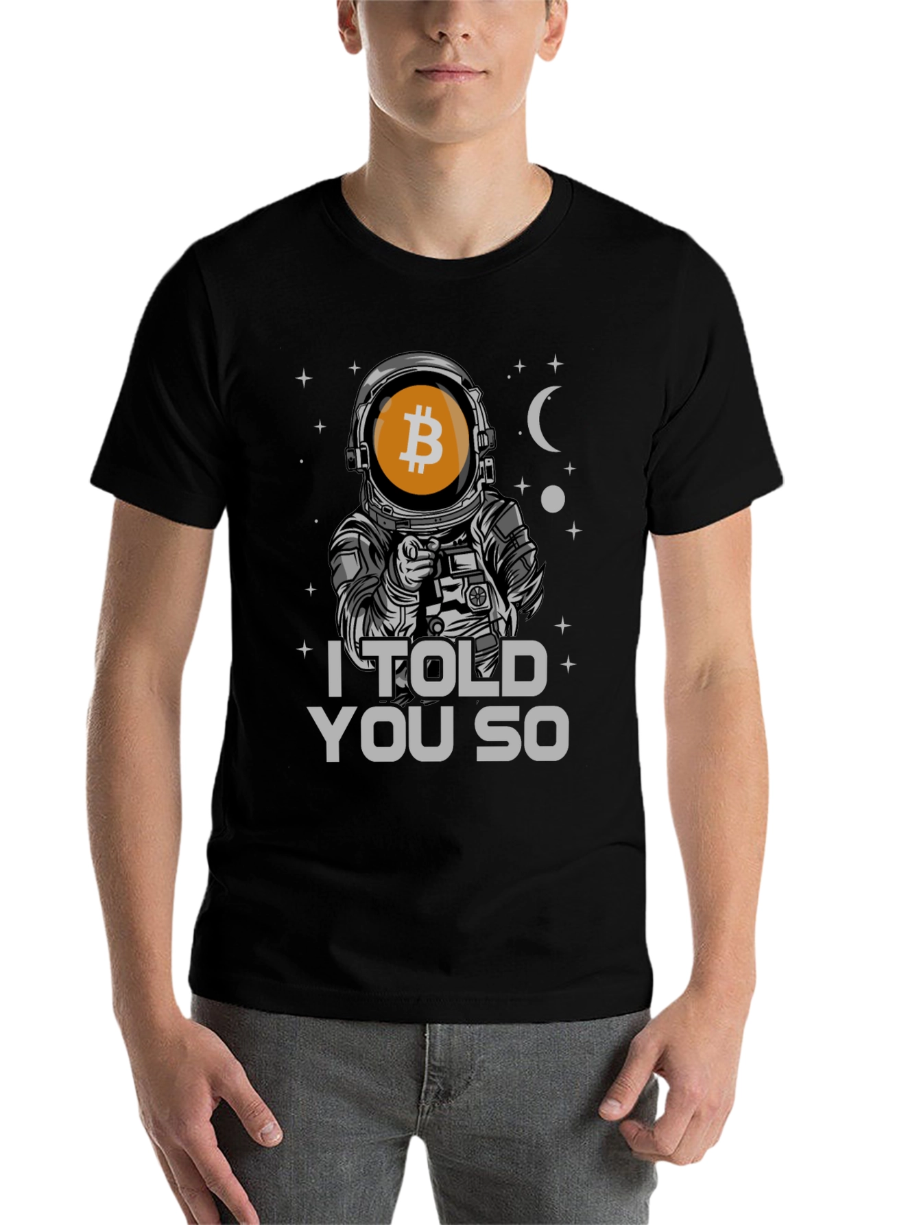 Black Bitcoin Astronaut T-Shirt - I Told You So view 7