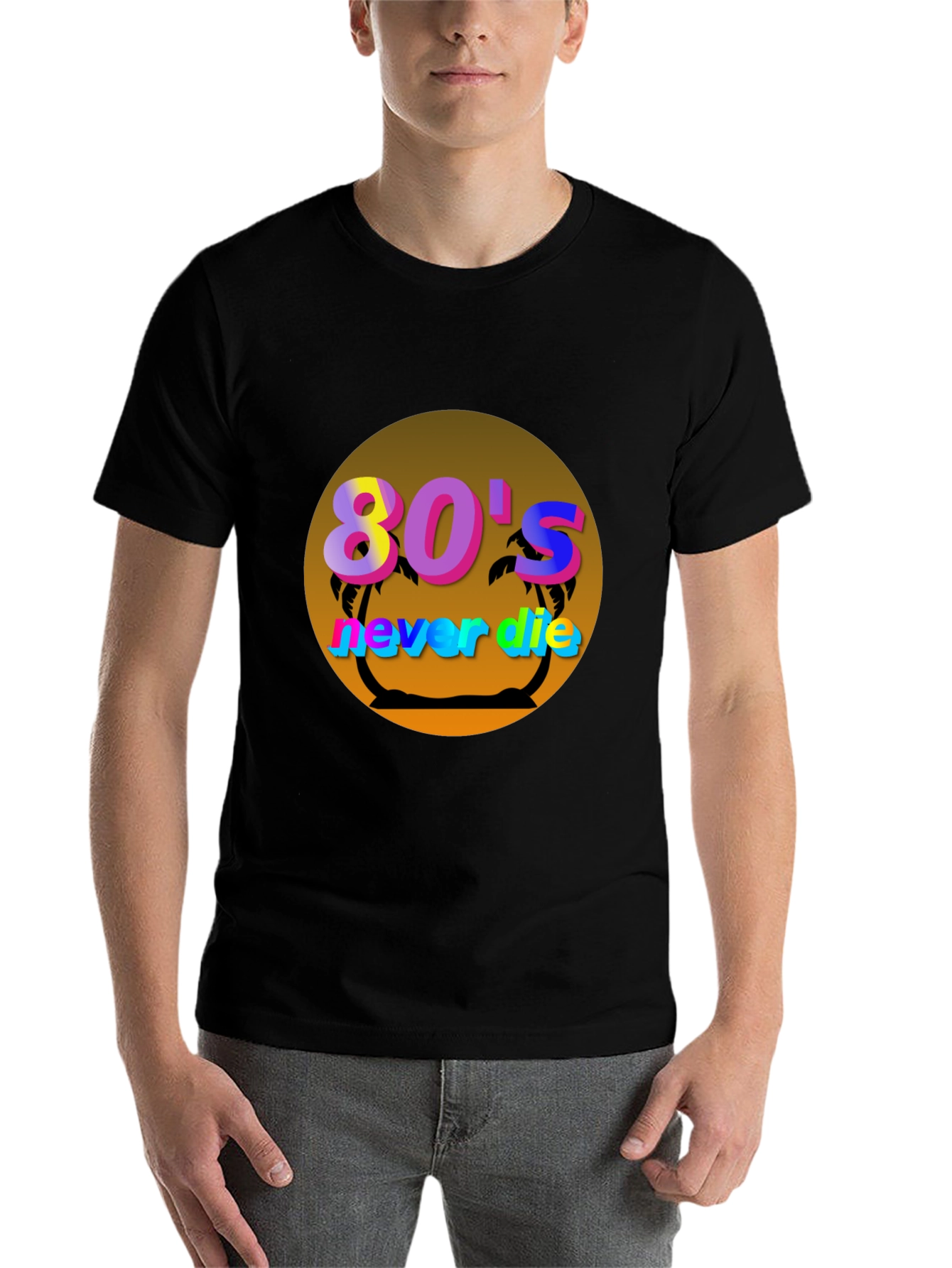 Black 80's Never Die Graphic Tee view 7