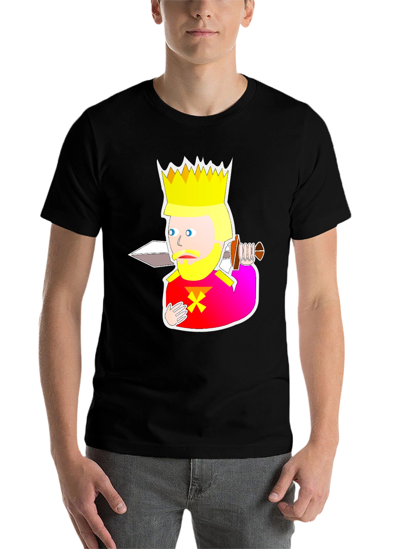 Black King Cartoon Graphic Tee - Black view 7