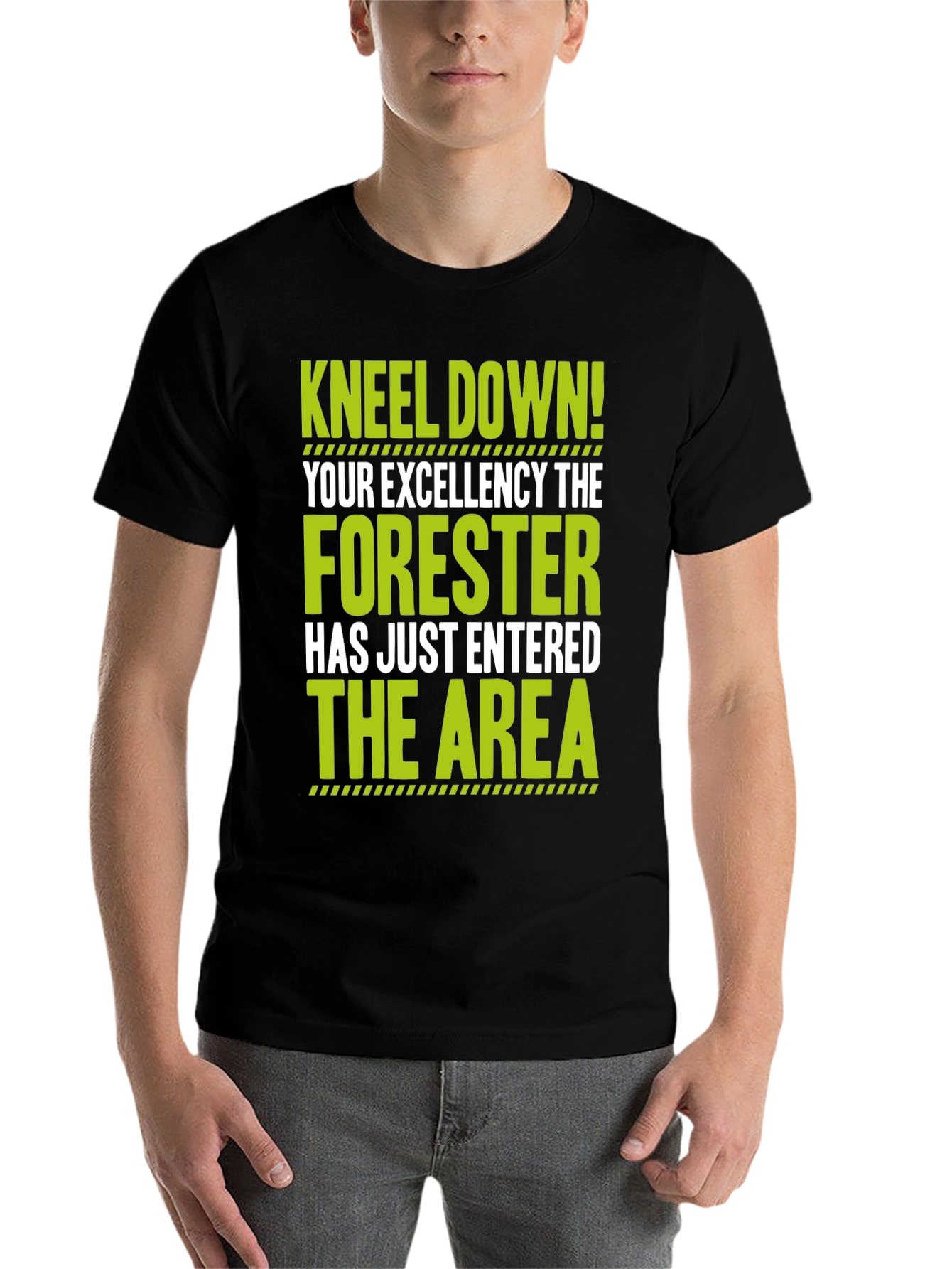 Black Forester T-Shirt - Kneel Down! Funny Forest Worker Tee view 7