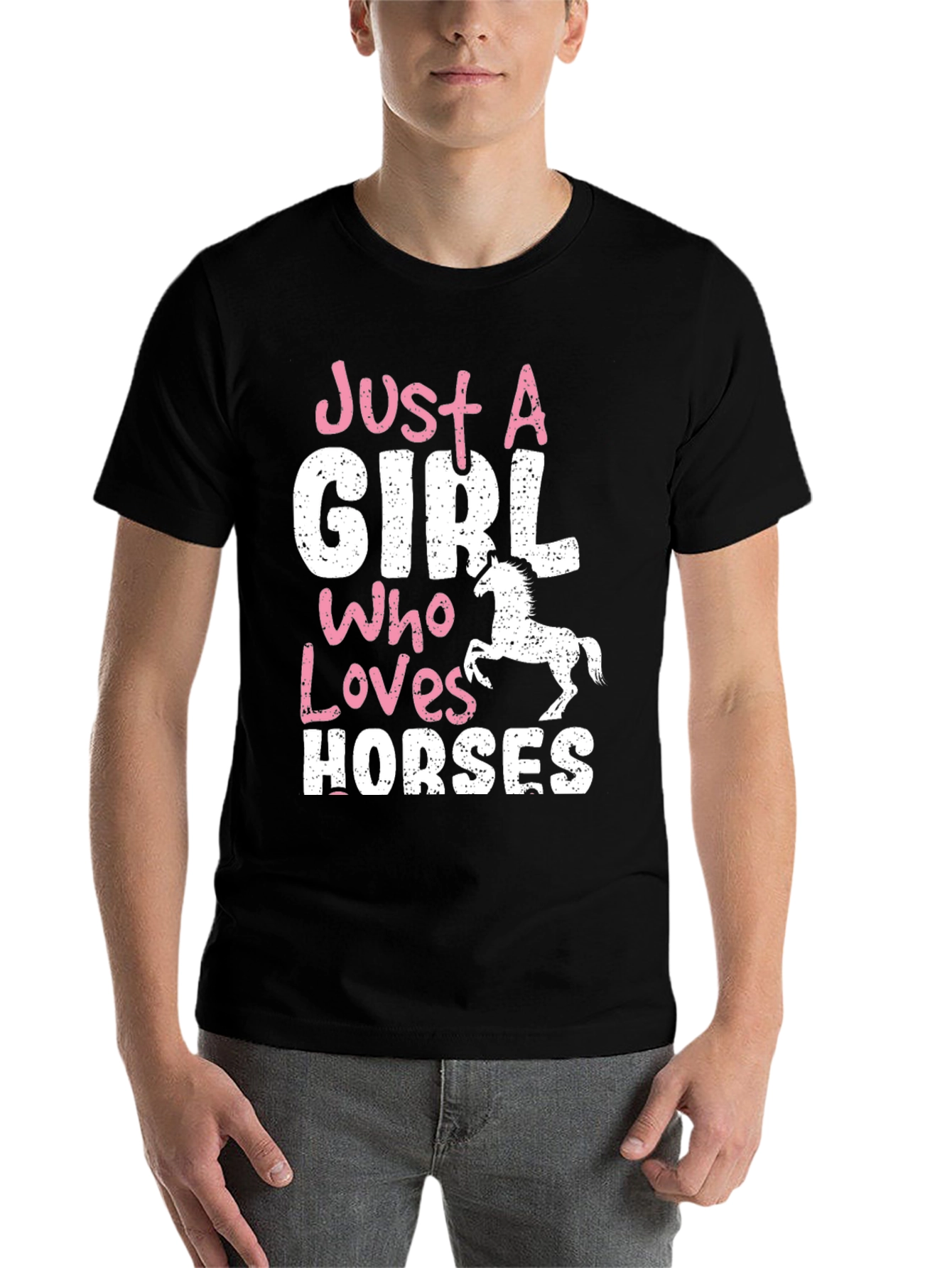 Black Just A Girl Who Loves Horses T-Shirt view 7