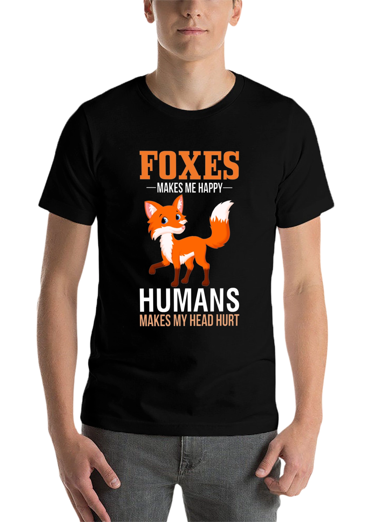Black Foxes Make Me Happy T-Shirt - Funny Animal Lover Tee view 7