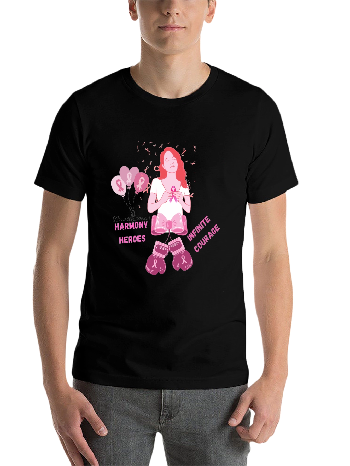 Black Harmony Heroes Cancer Awareness Graphic Tee view 7