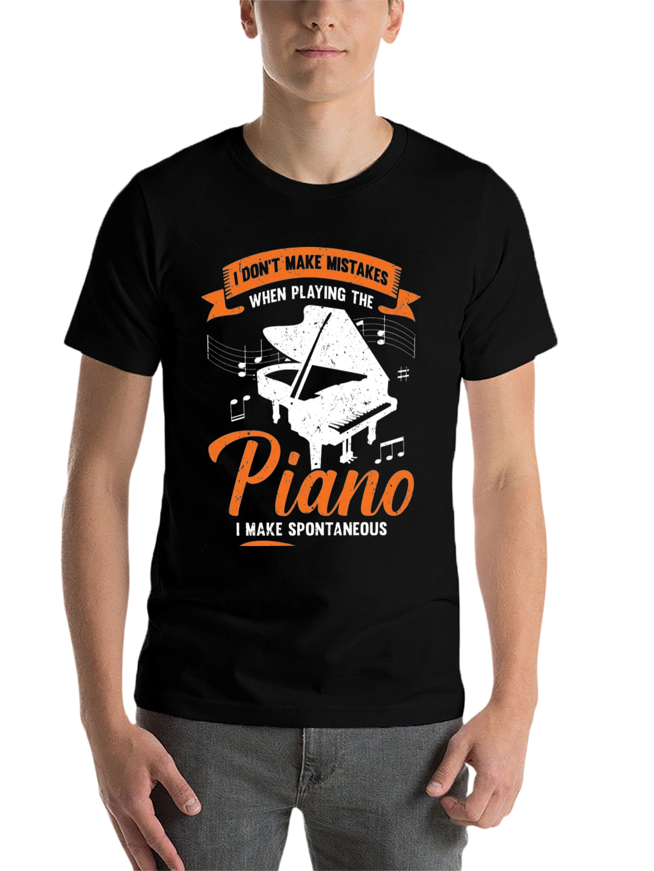 Black Piano Player's Tee: I Don't Make Mistakes, Spontaneous Music! view 7