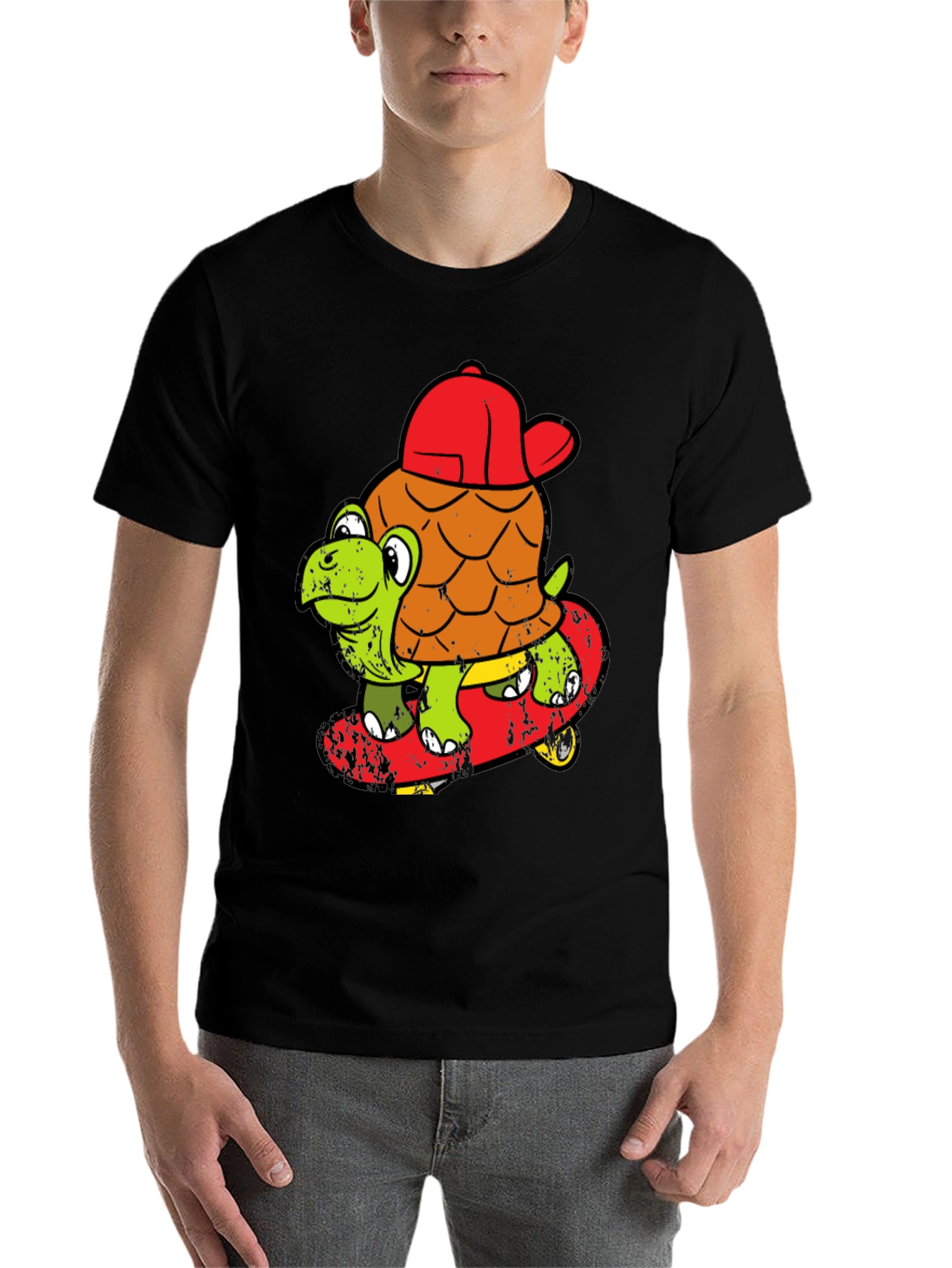 Black Turtle Skateboarder T-Shirt - Cool Cartoon Tee view 7