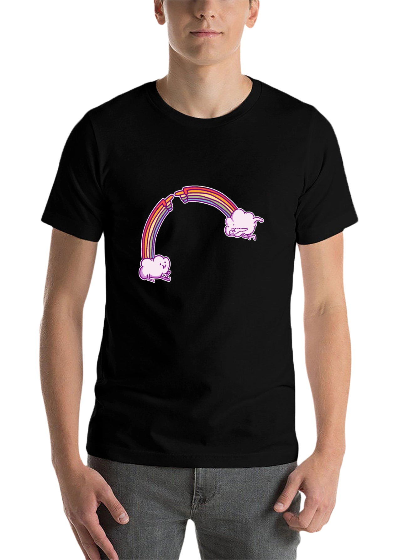 Black Rainbow Cloud T-Shirt - Funny Graphic Tee view 7