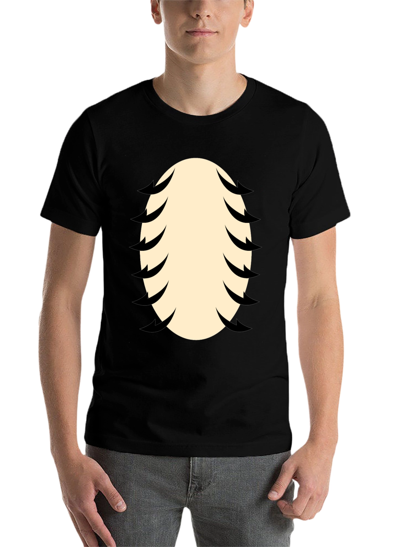 Black Funny Baseball Stitching Costume Black T-Shirt view 7