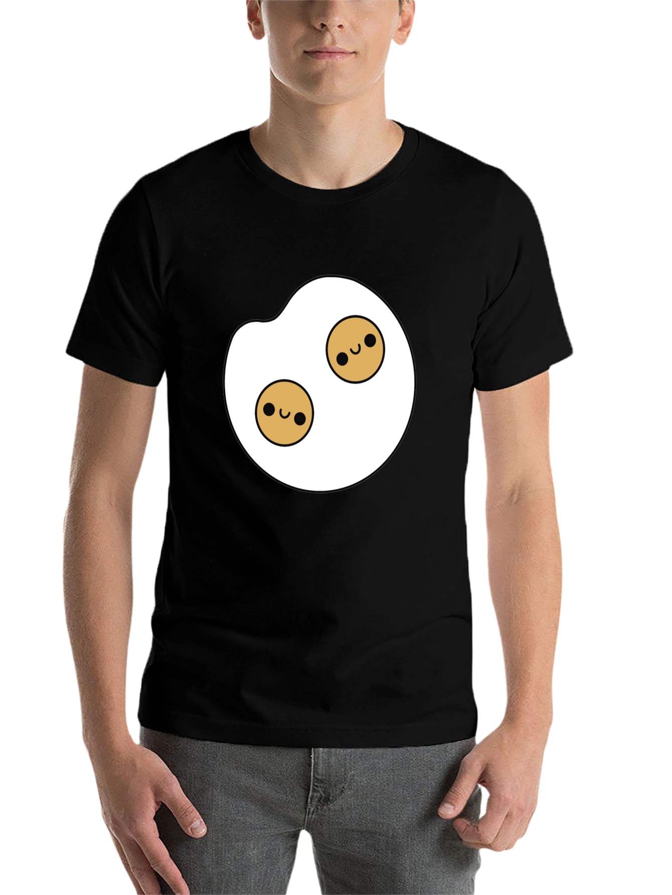 Black Cute Egg Graphic Tee - Black Casual Shirt view 7
