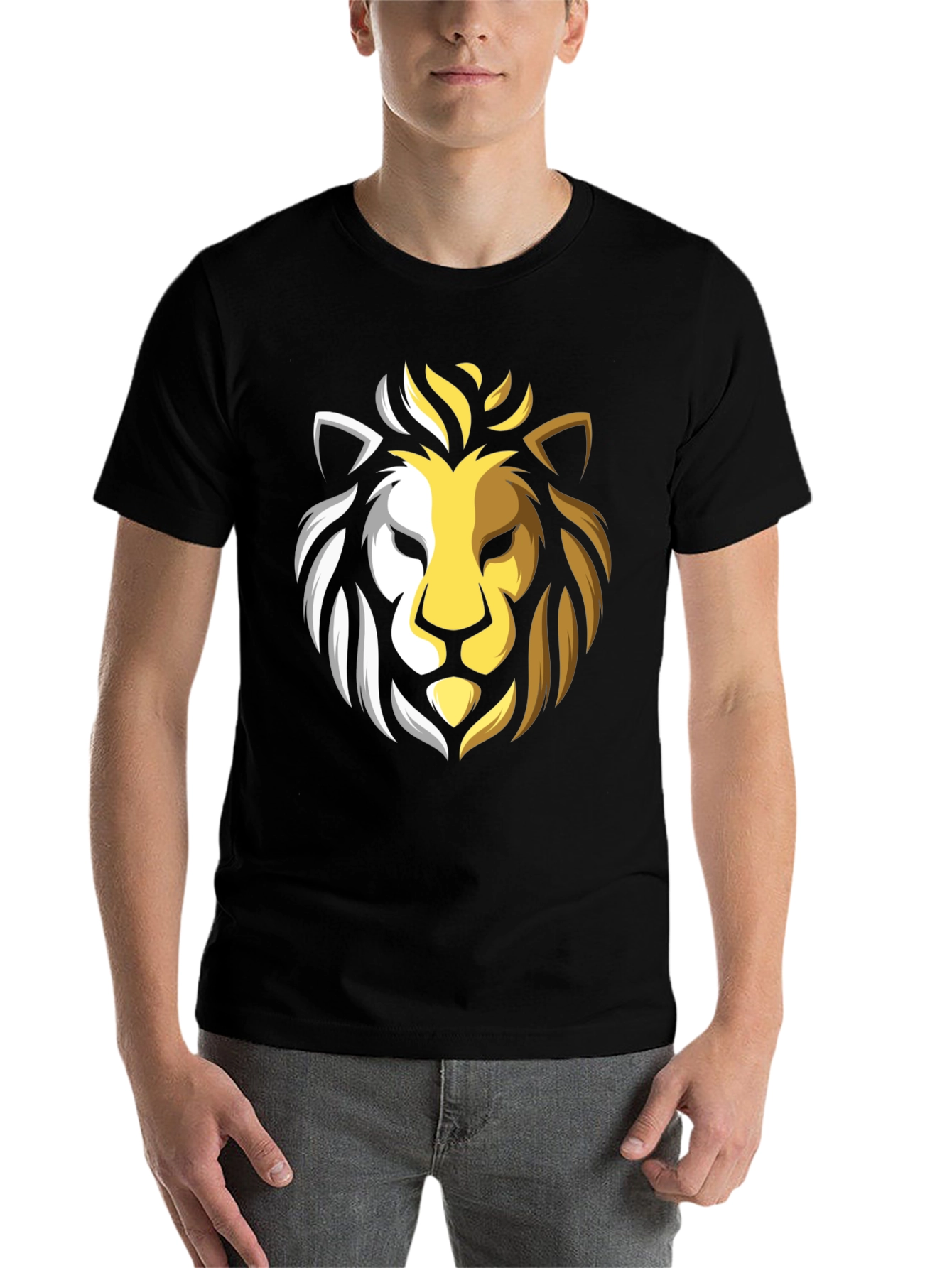 Black Lion Graphic Tee - Black Cotton Crew Neck view 7