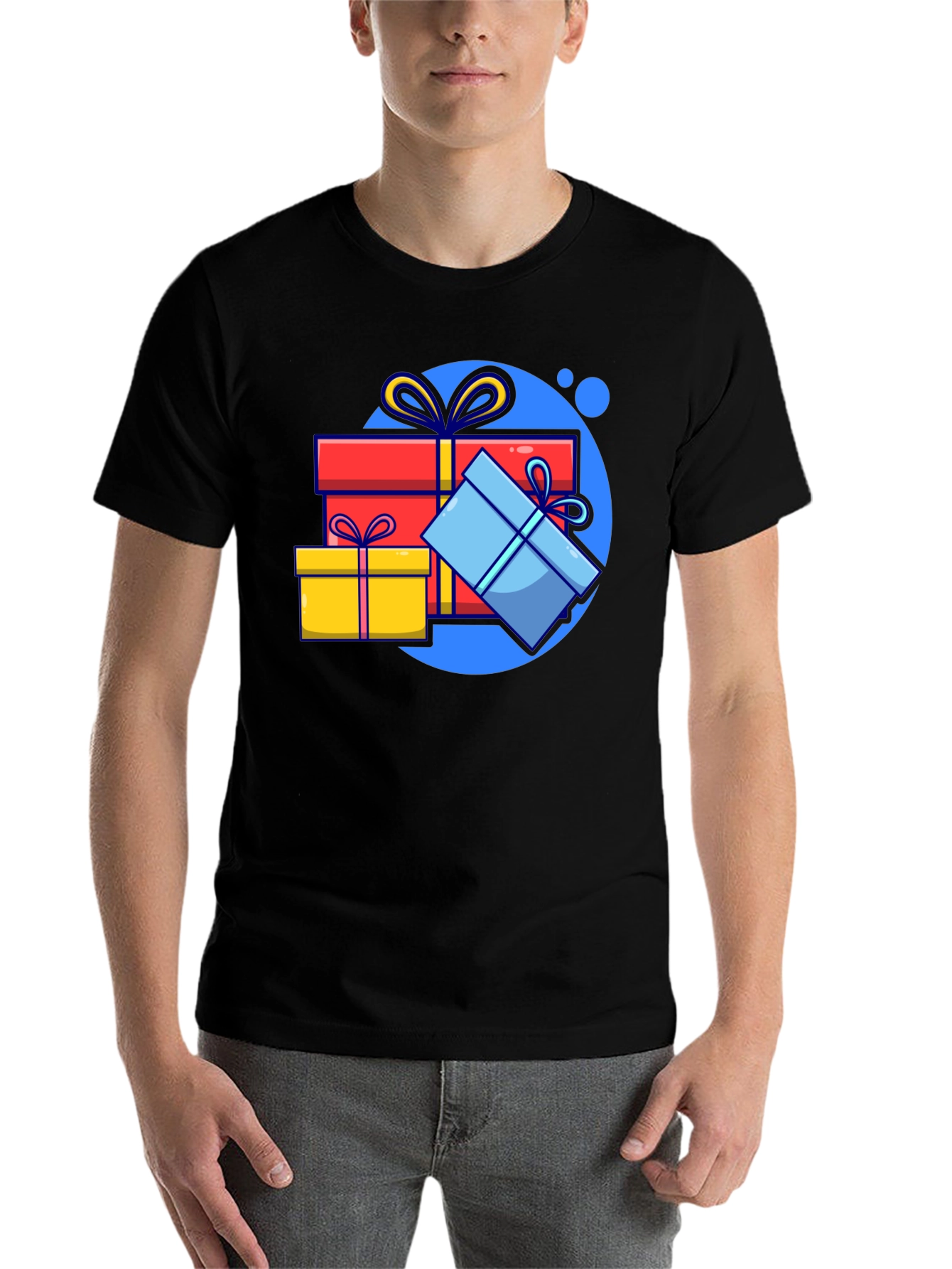 Black Festive Gift T-Shirt - Black Holiday Tee view 7