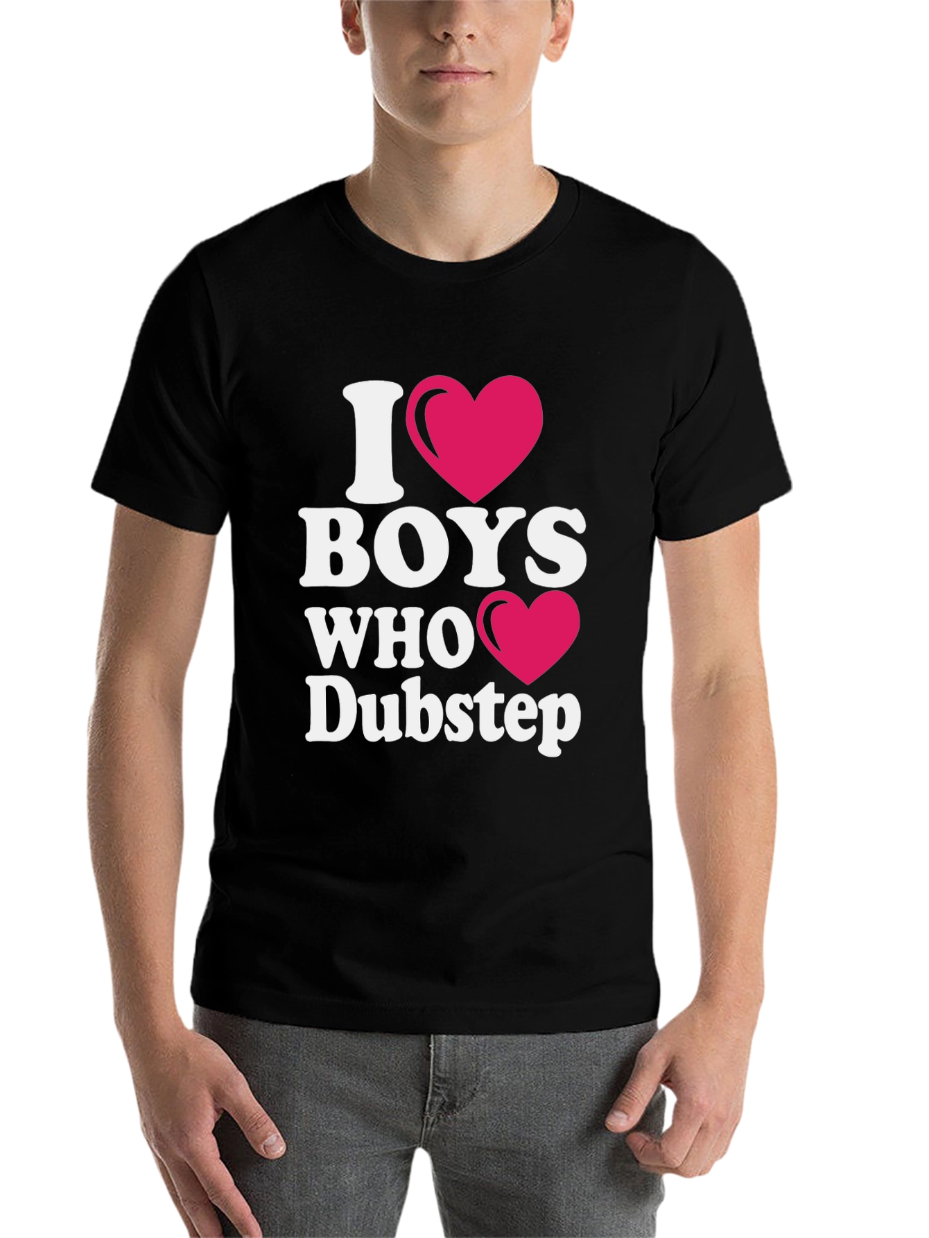 Black I Heart Boys Who Dubstep Black T-Shirt view 7