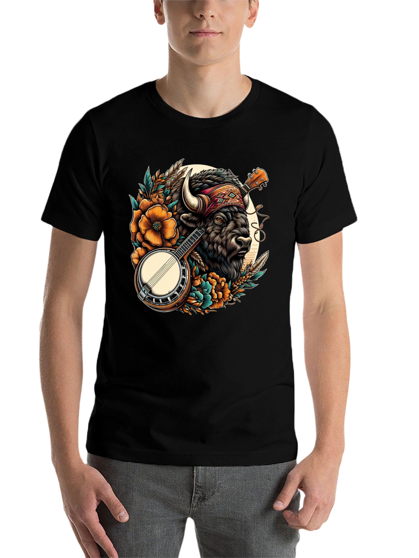 Black Buffalo Banjo T-Shirt - Unique Graphic Tee view 7