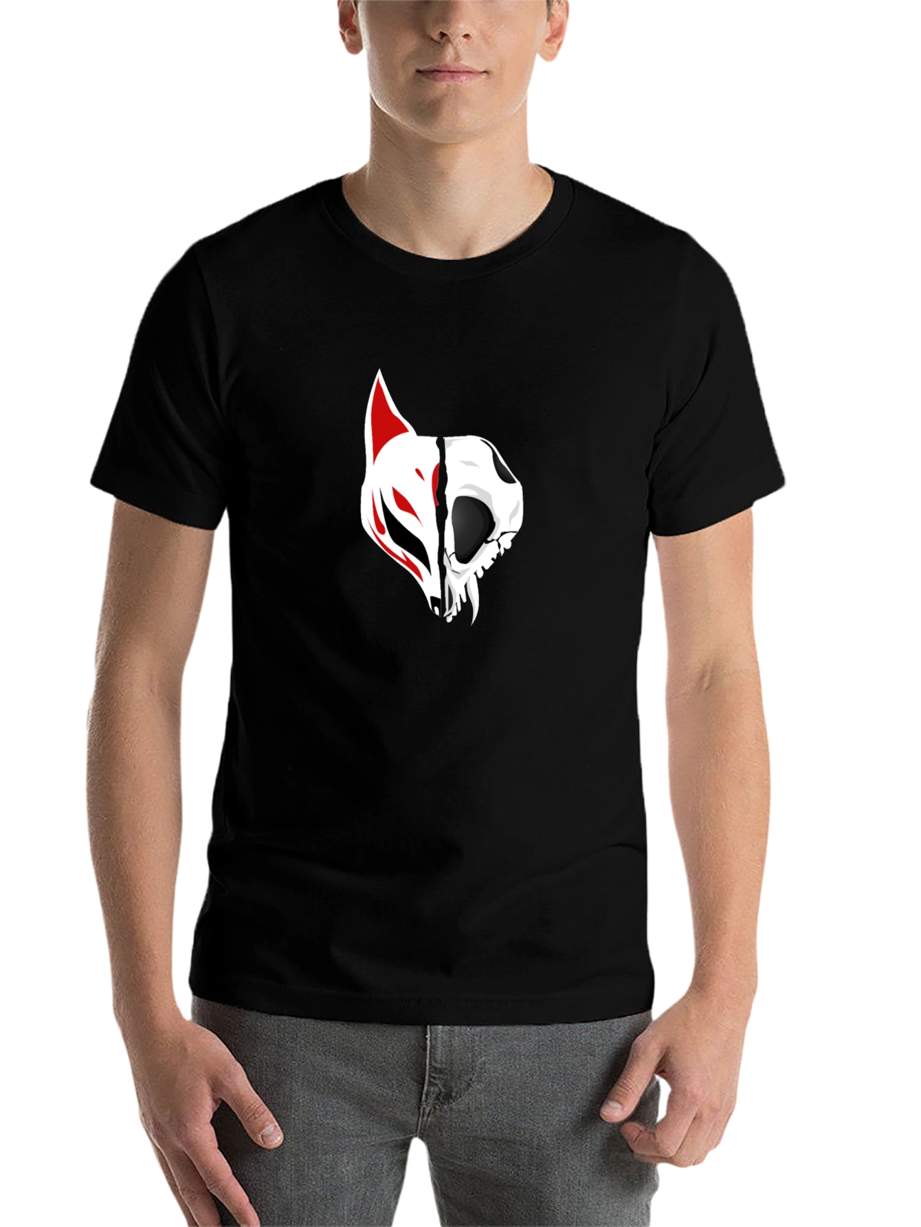 Black Black Tee with Fox and Skull Graphic view 7
