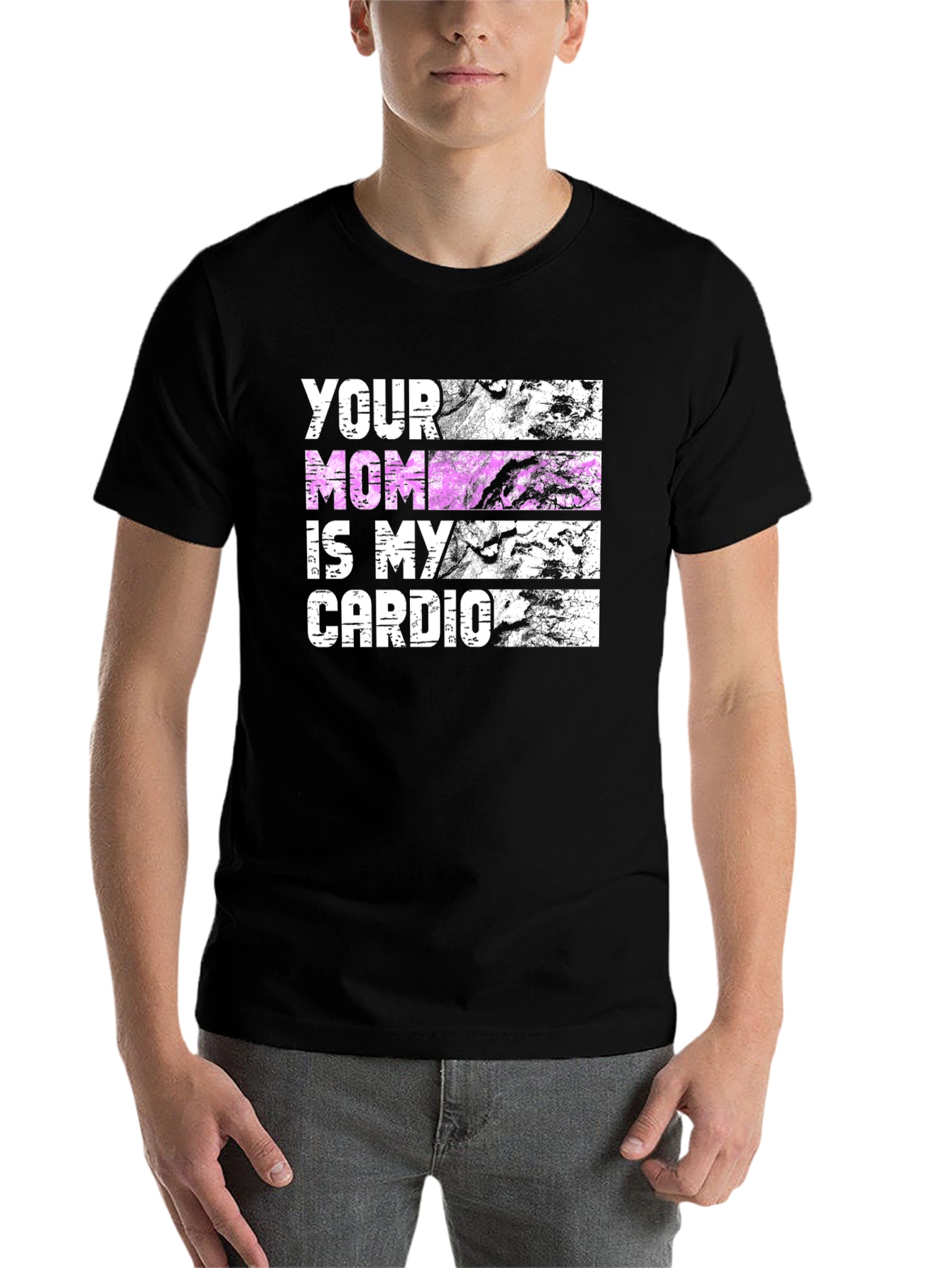 Black Your Mom Is My Cardio Black T-Shirt view 7