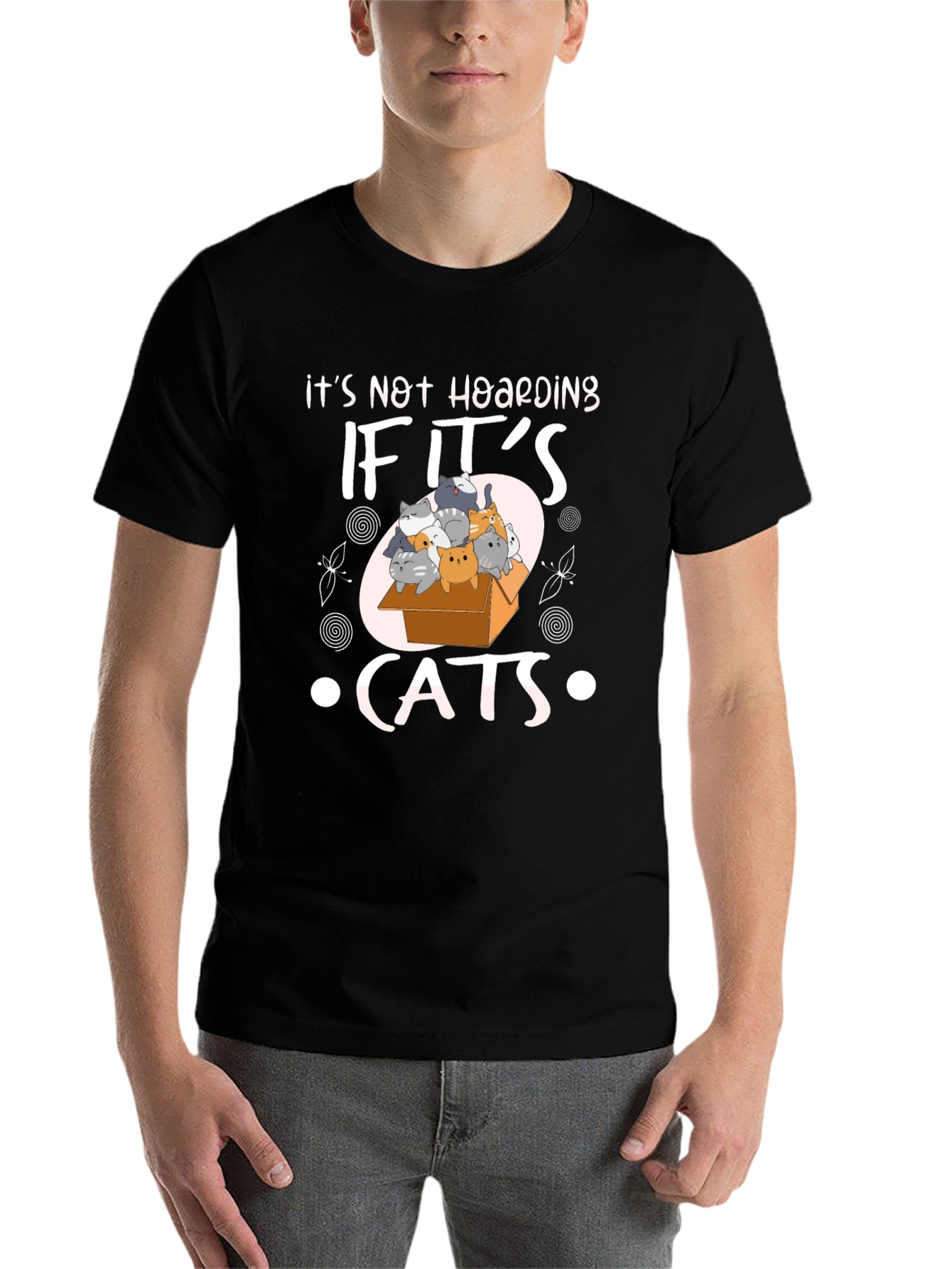 Black It's Not Hoarding If It's Cats T-Shirt view 7