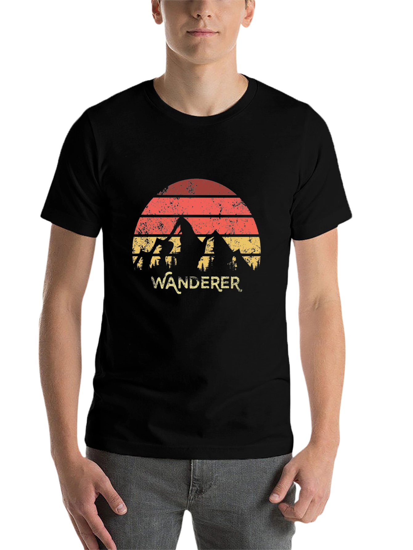 Black Wanderer Mountain Graphic Tee - Retro Style view 7