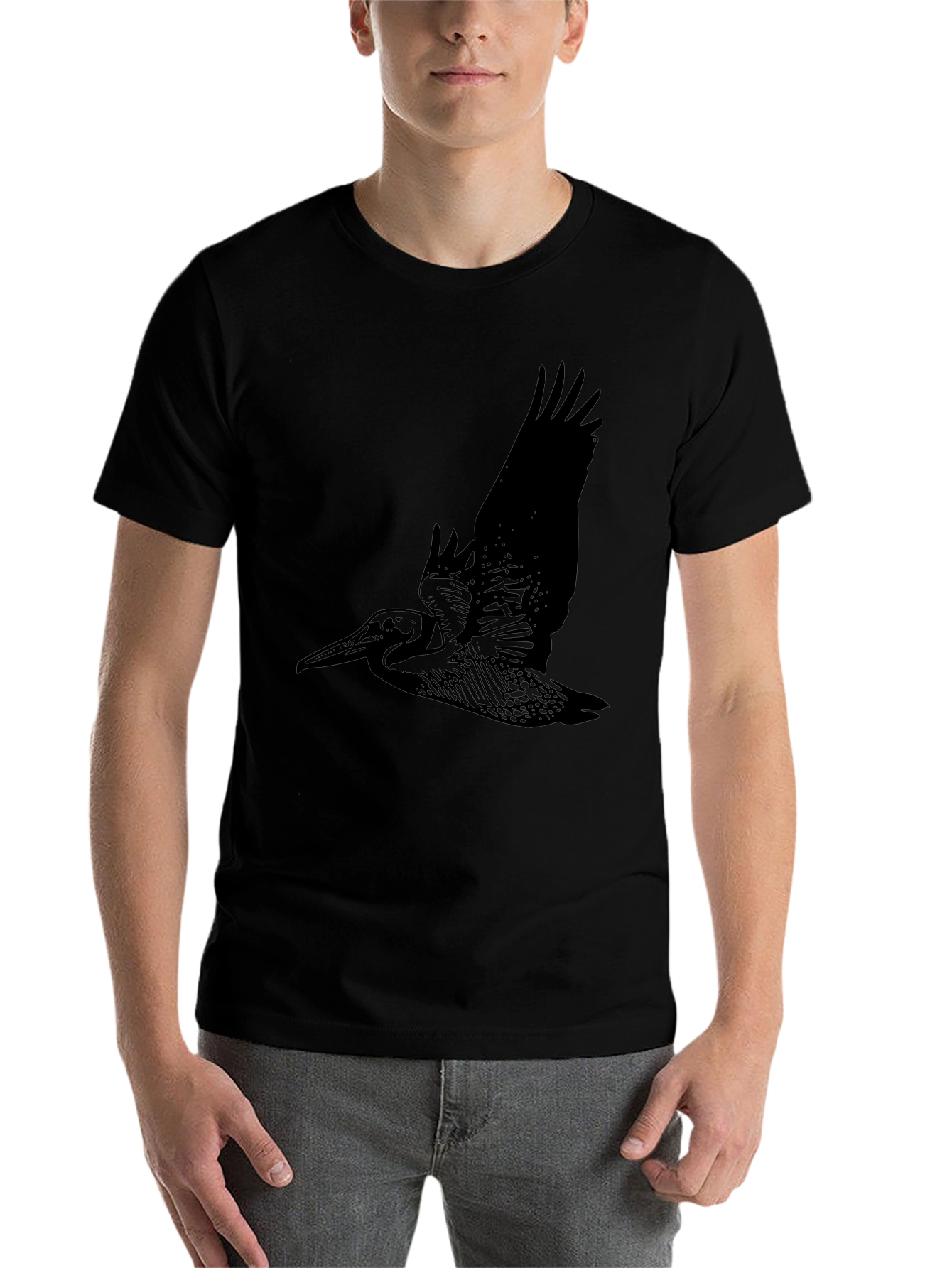 Black Pelican Graphic Tee - Black Cotton Bird Shirt view 7