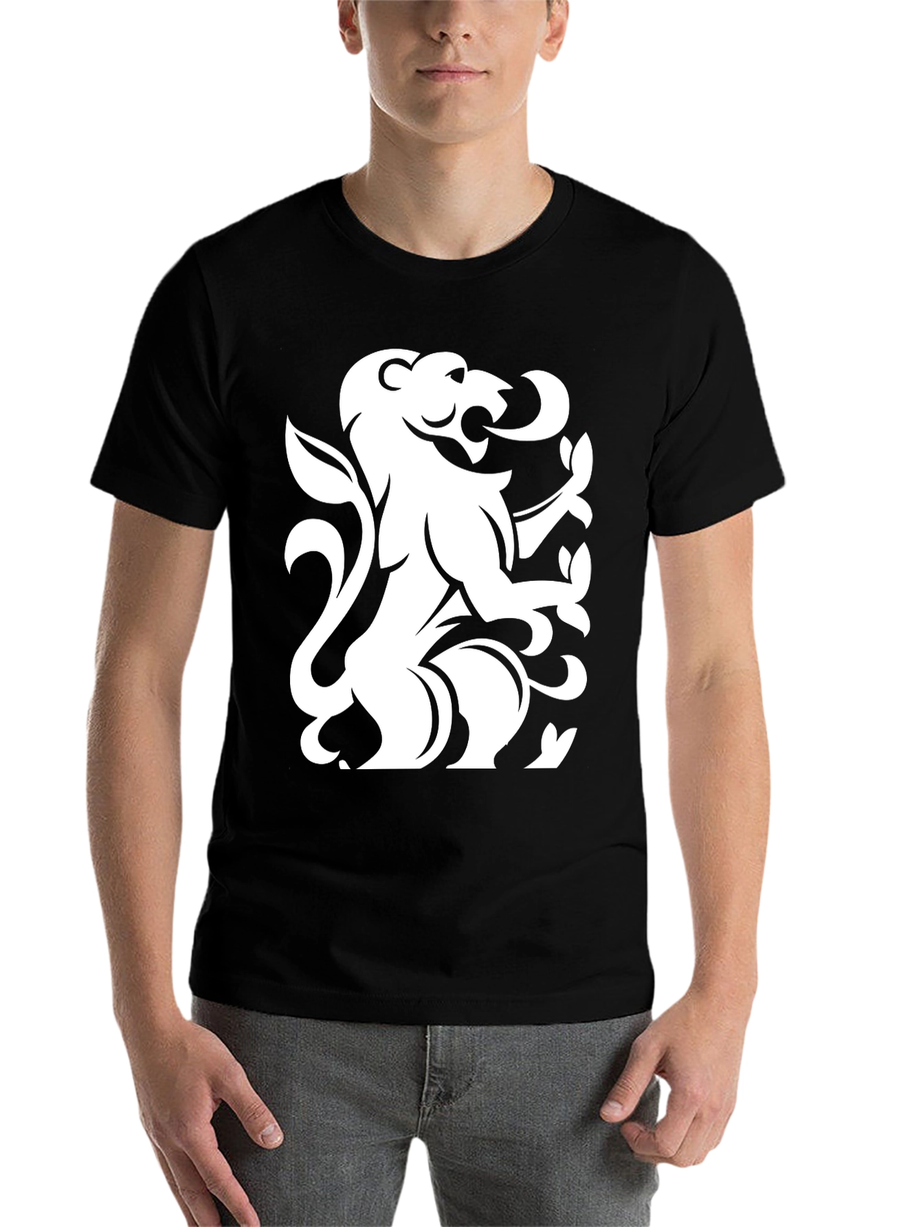 Black Lion Crest Graphic T-Shirt - Black view 7