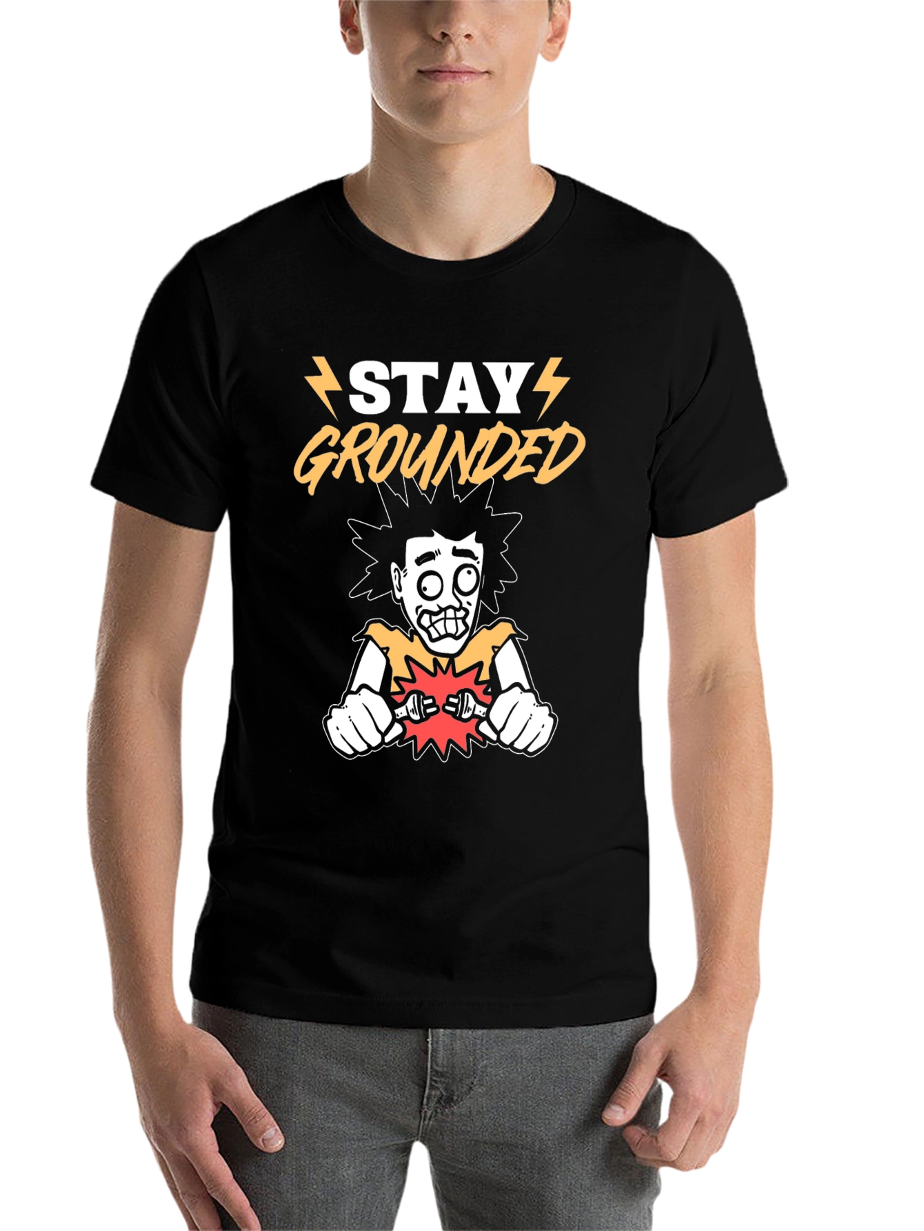 Black Stay Grounded Black Graphic T-Shirt view 7
