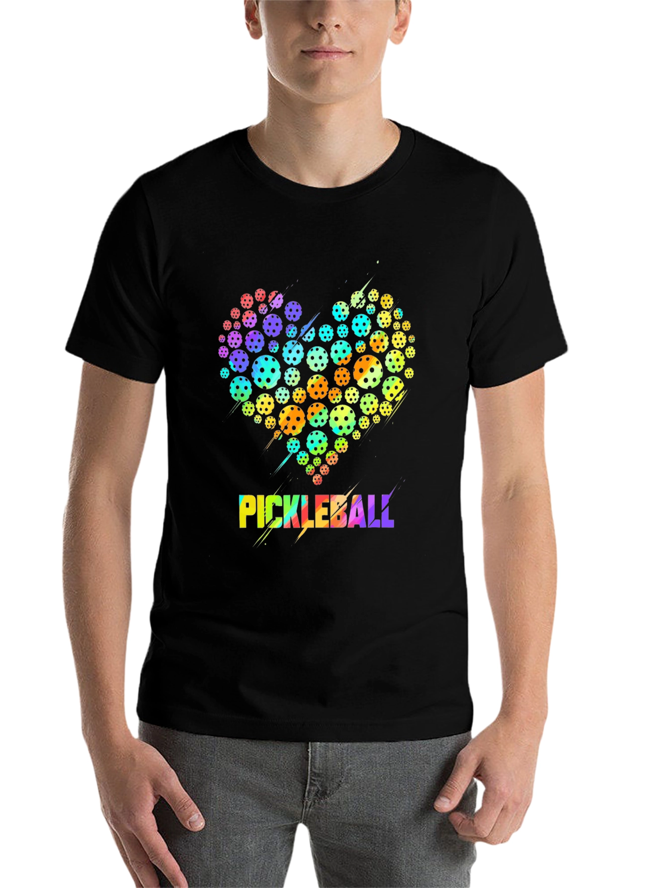 Black Pickleball Heart Graphic T-Shirt view 7