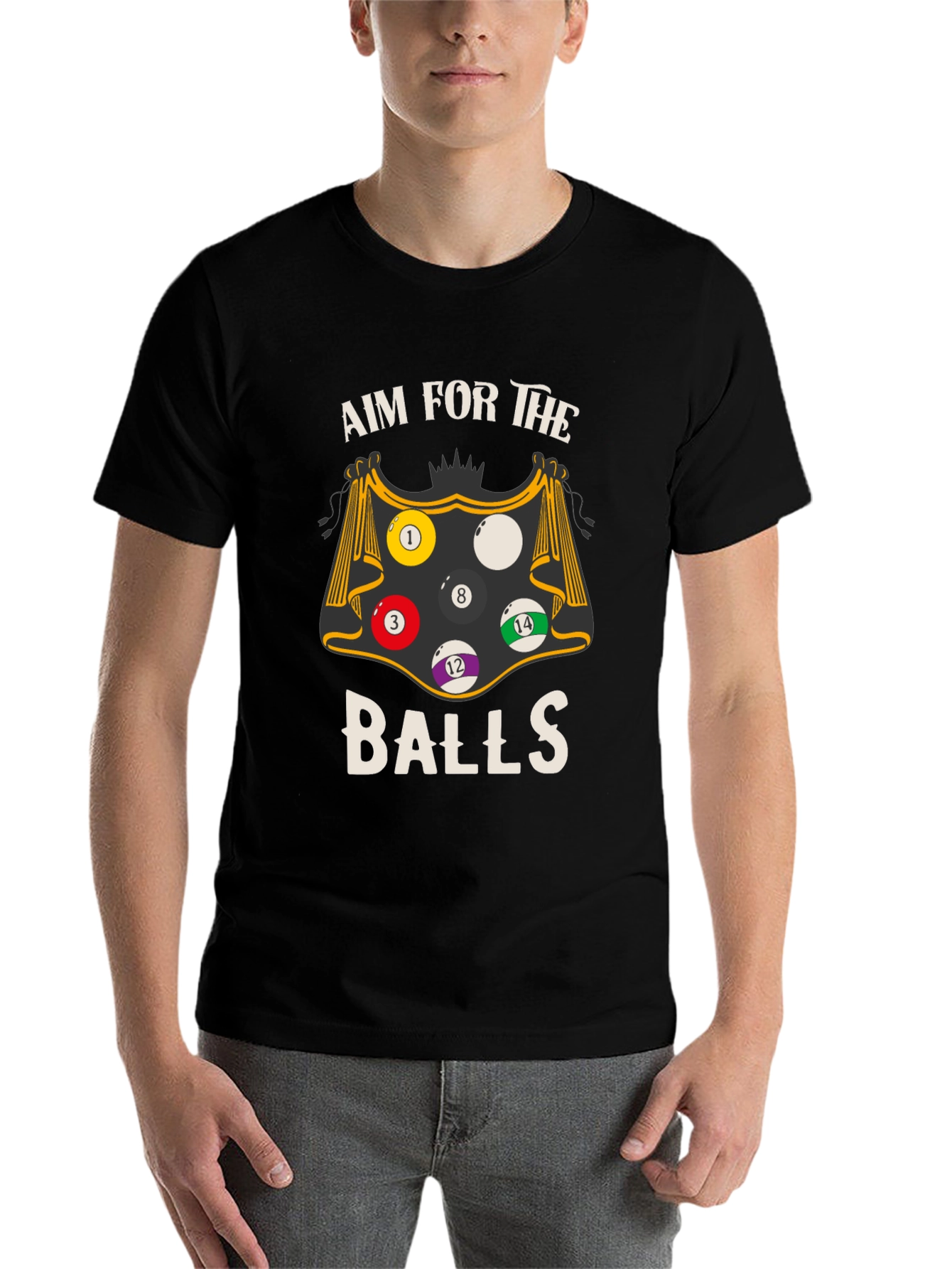 Black Aim For The Balls Graphic Tee - Billiards T-Shirt view 7