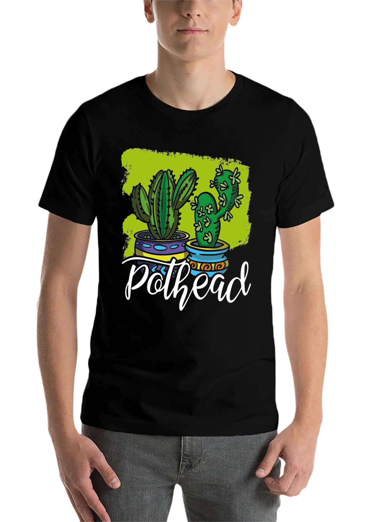 Black Pothead Cactus Graphic T-Shirt view 7