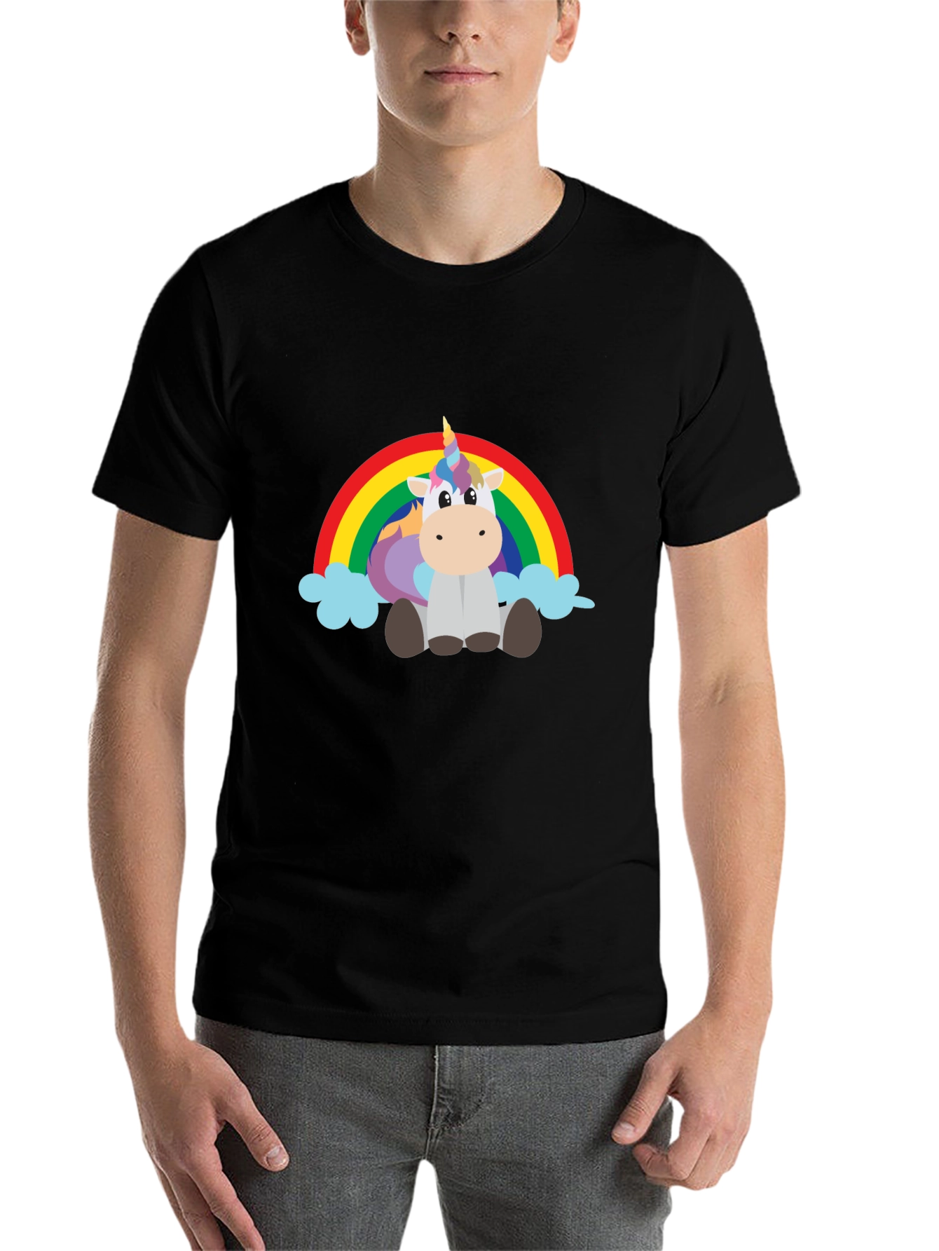 Black Unicorn Rainbow Graphic Tee view 7