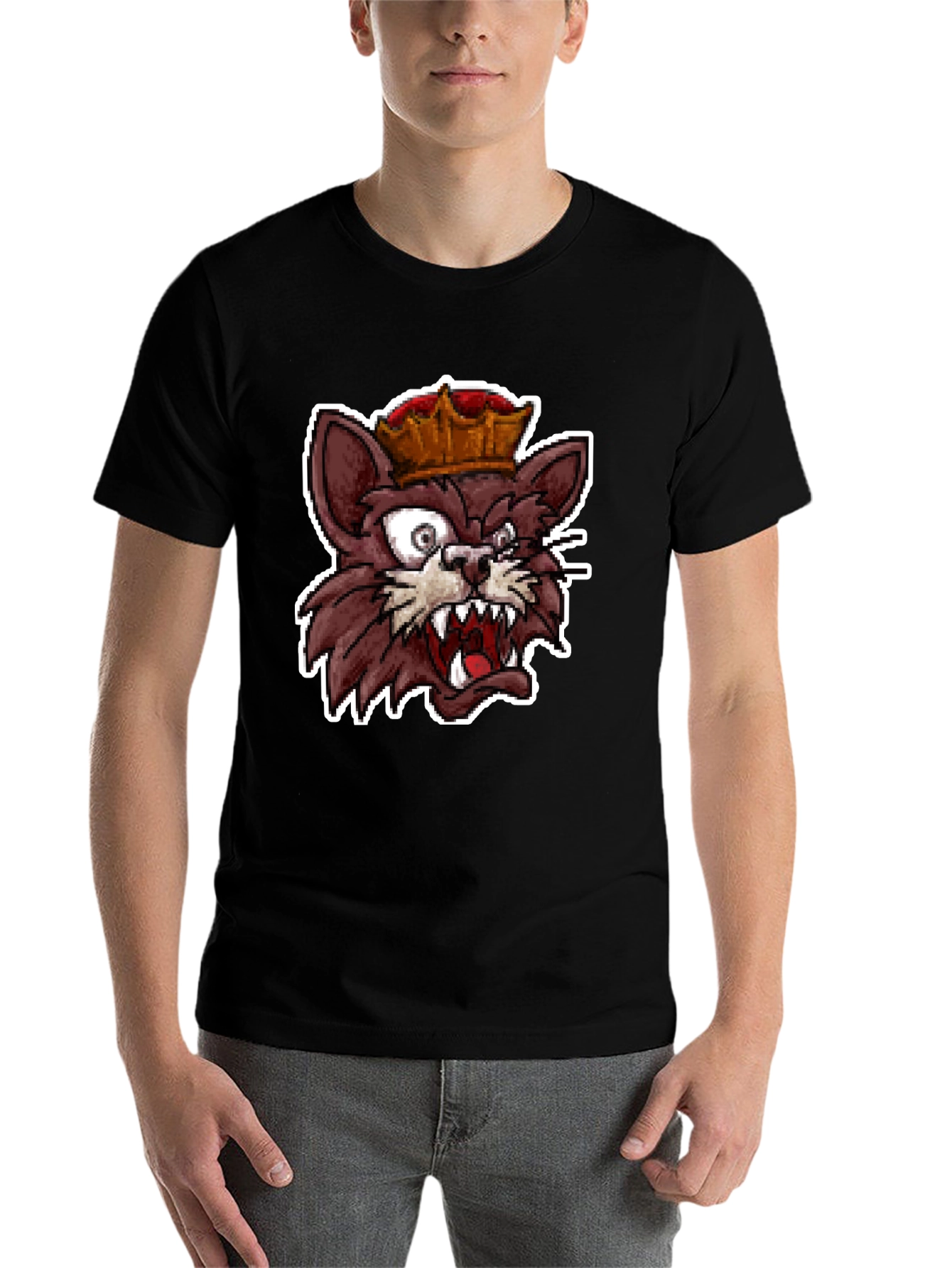 Black King Cat Graphic T-Shirt - Black view 7