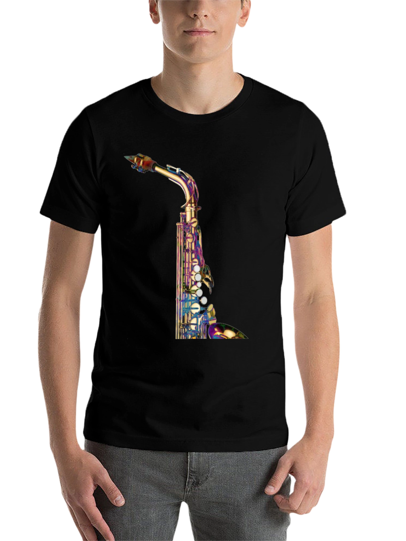 Black Saxophone Graphic T-Shirt - Unique Music Lover Tee view 7