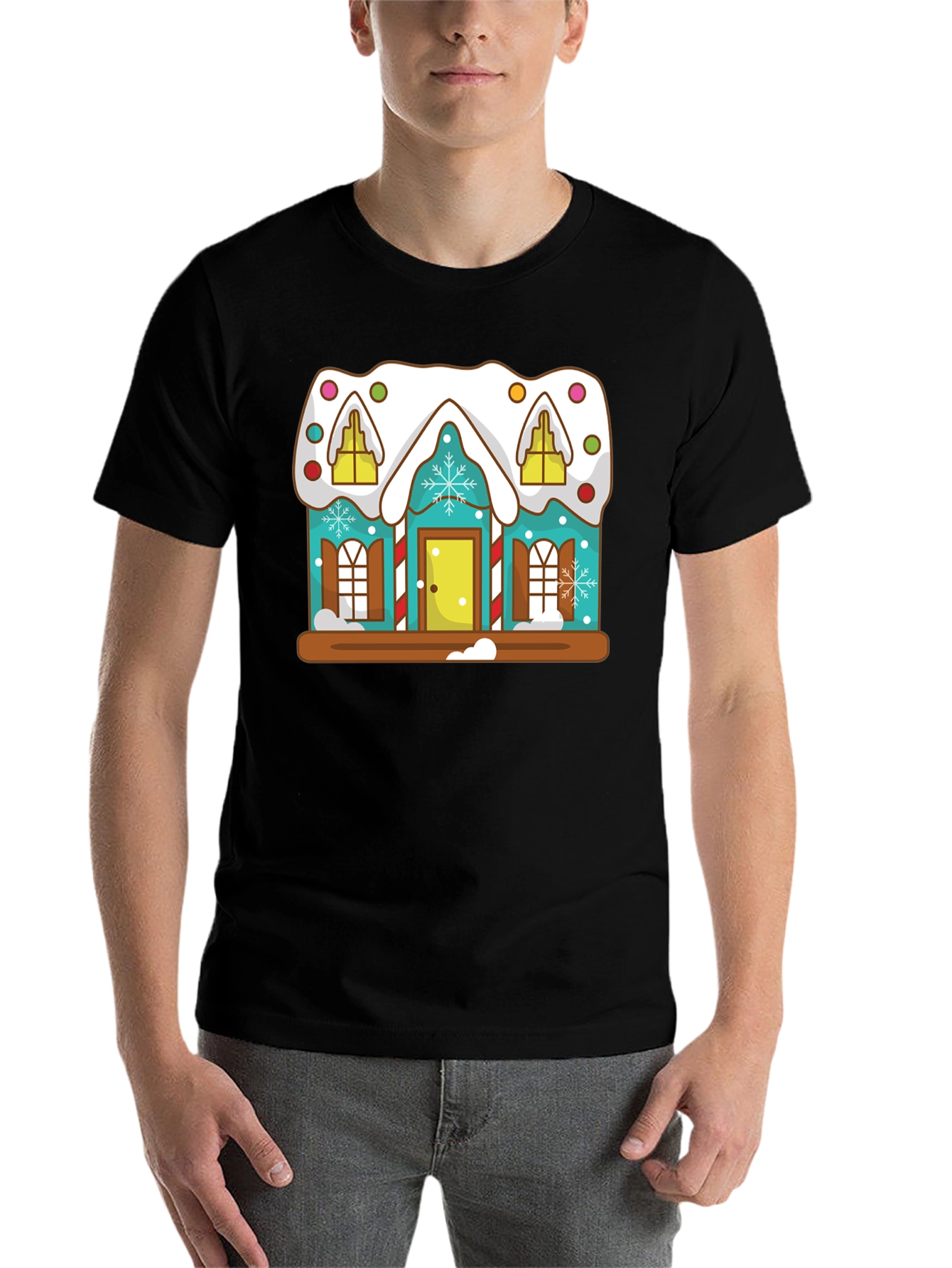 Black Gingerbread House Graphic Tee view 7