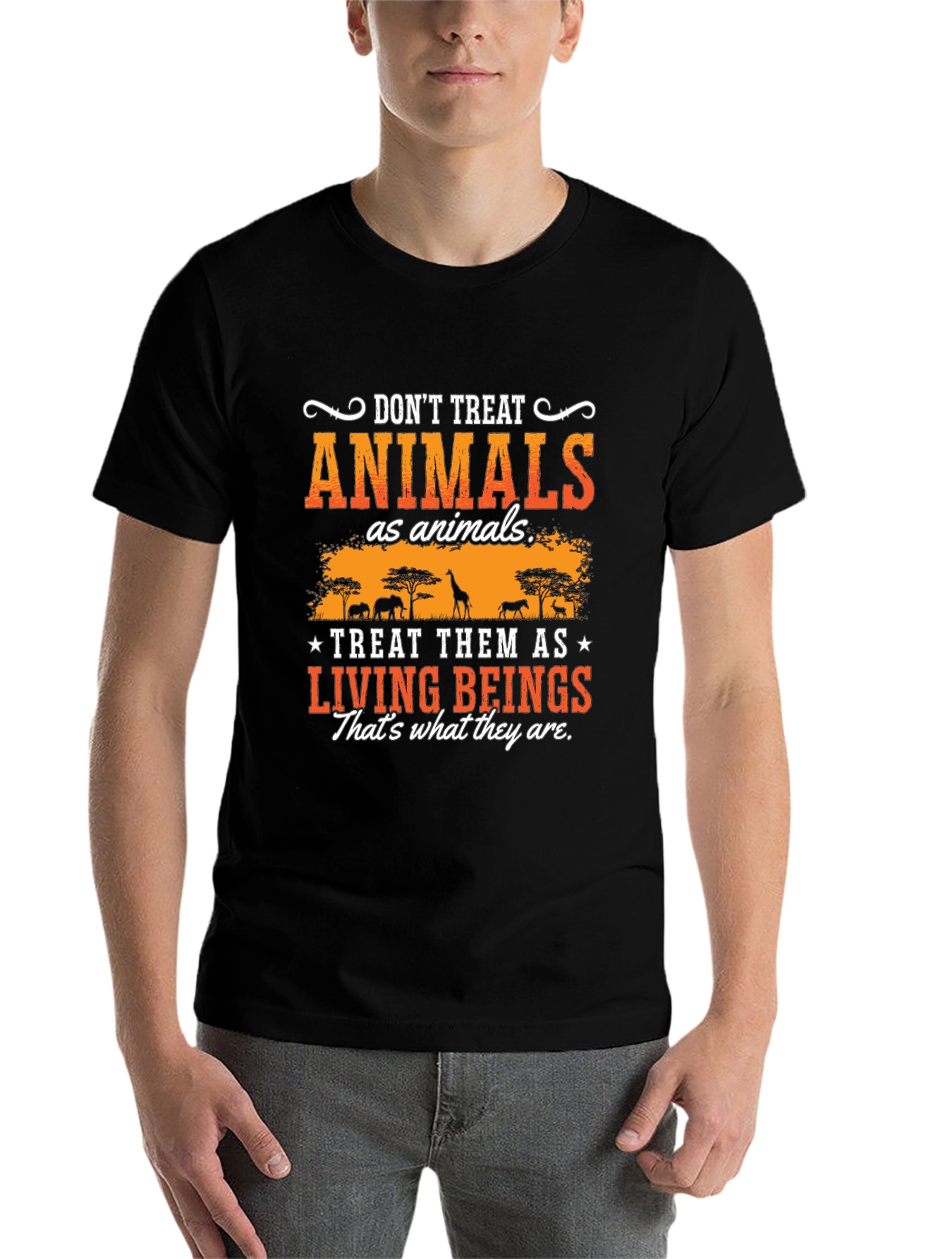 Black Don't Treat Animals T-Shirt view 7