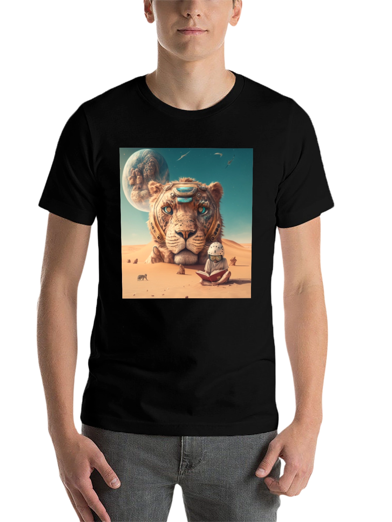 Black Lion Reader Graphic Tee - Unique Design view 7