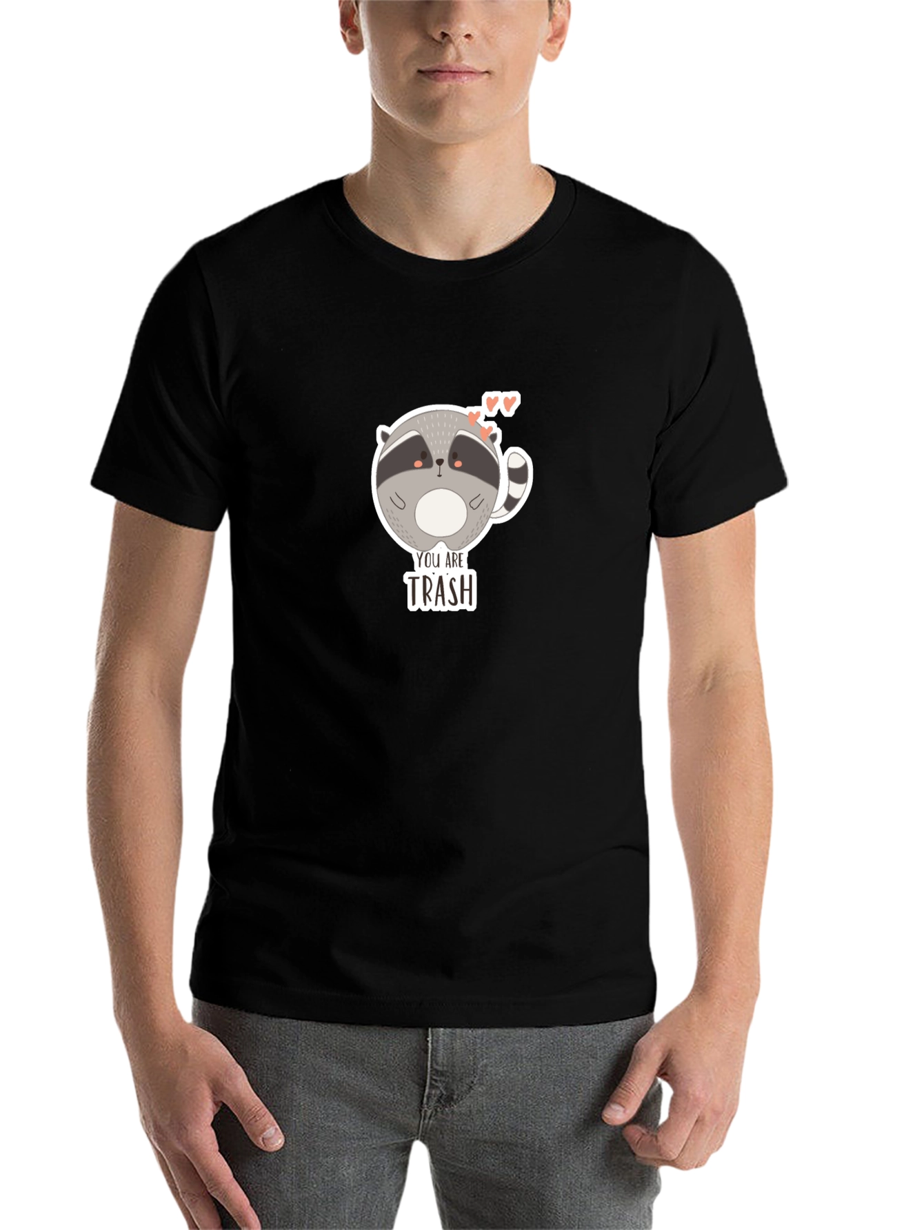 Black You Are Trash Raccoon Graphic T-Shirt view 7