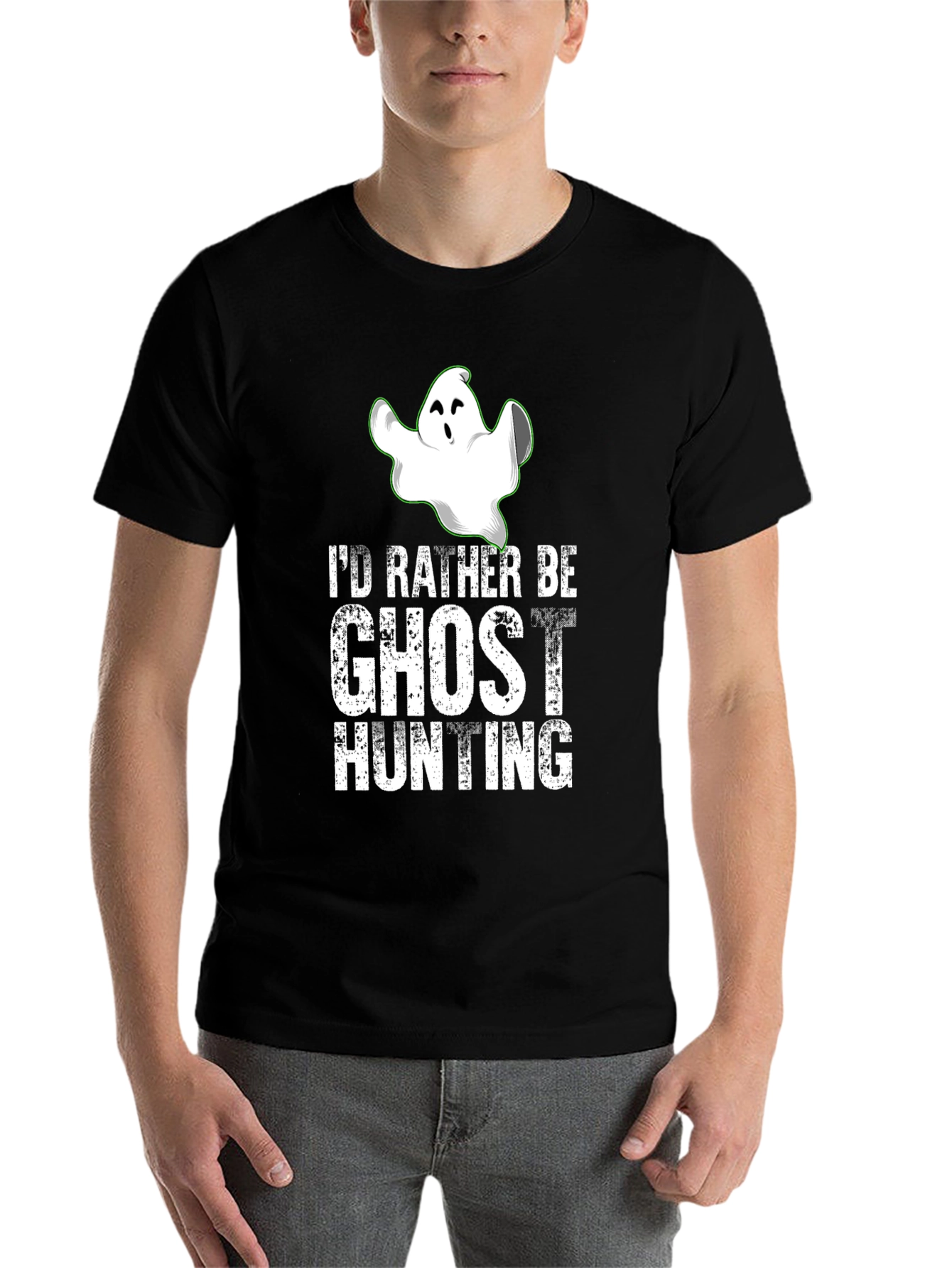 Black Ghost Hunting Graphic Tee - Spooky Season Shirt view 7
