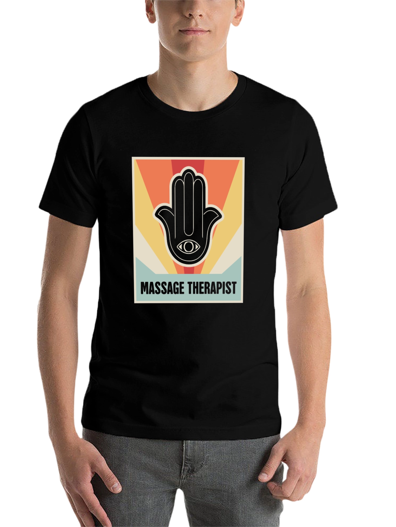 Black Massage Therapist Retro Graphic T-Shirt view 7