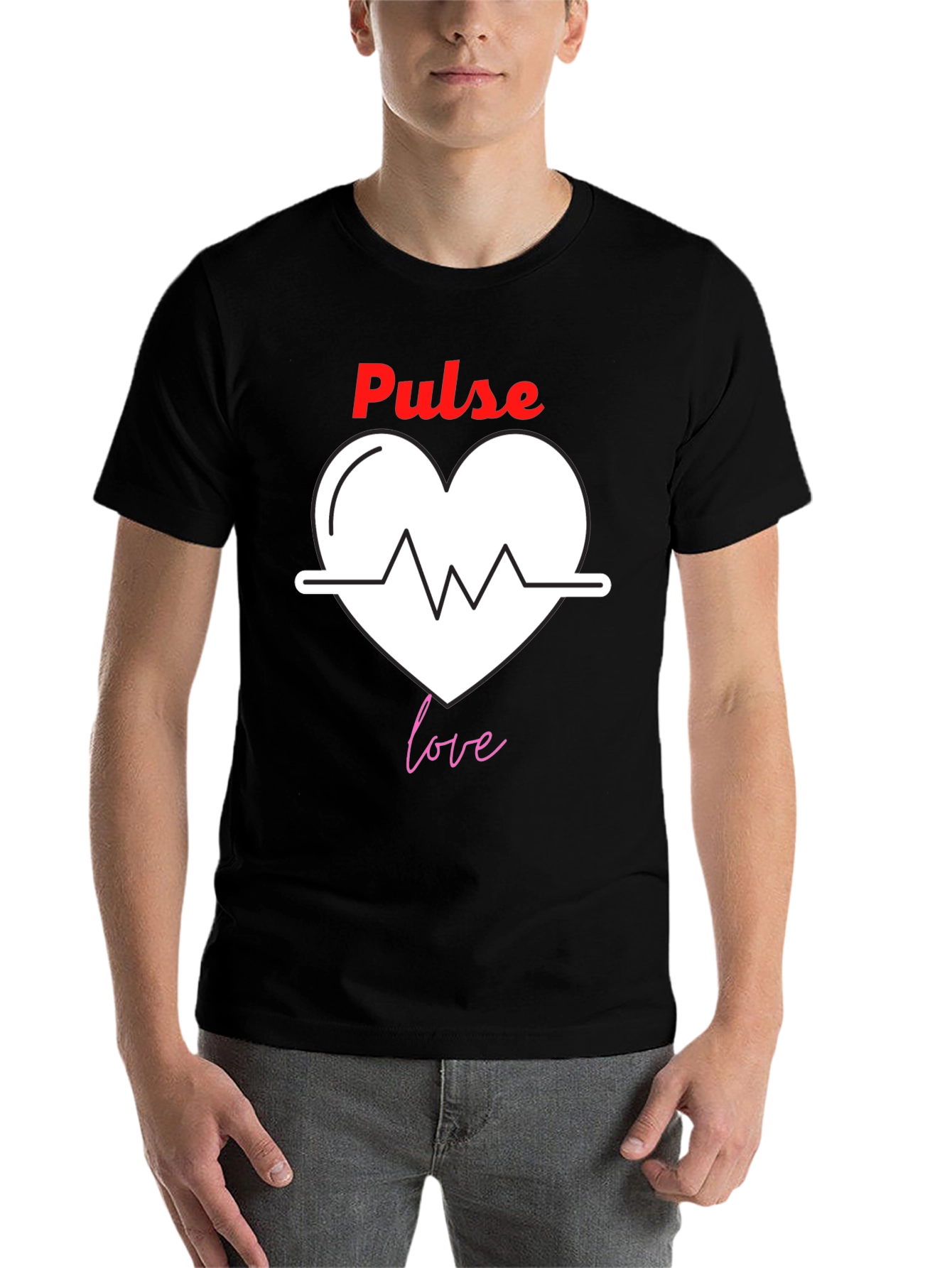 Black Pulse Love Graphic Tee | Trendy Heartbeat T-Shirt view 7