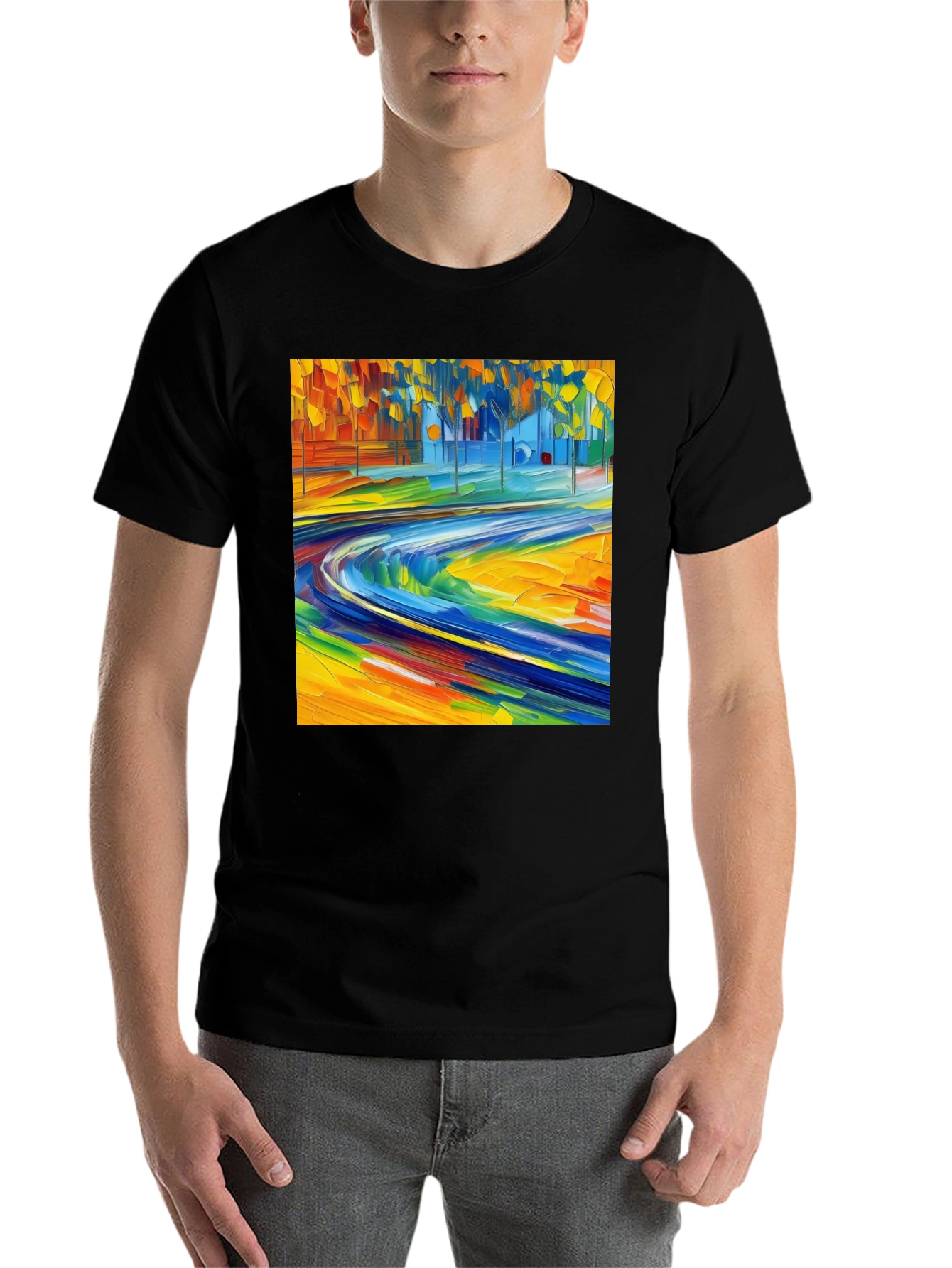 Black Abstract Art Print Black T-Shirt - Vibrant Casual Style view 7